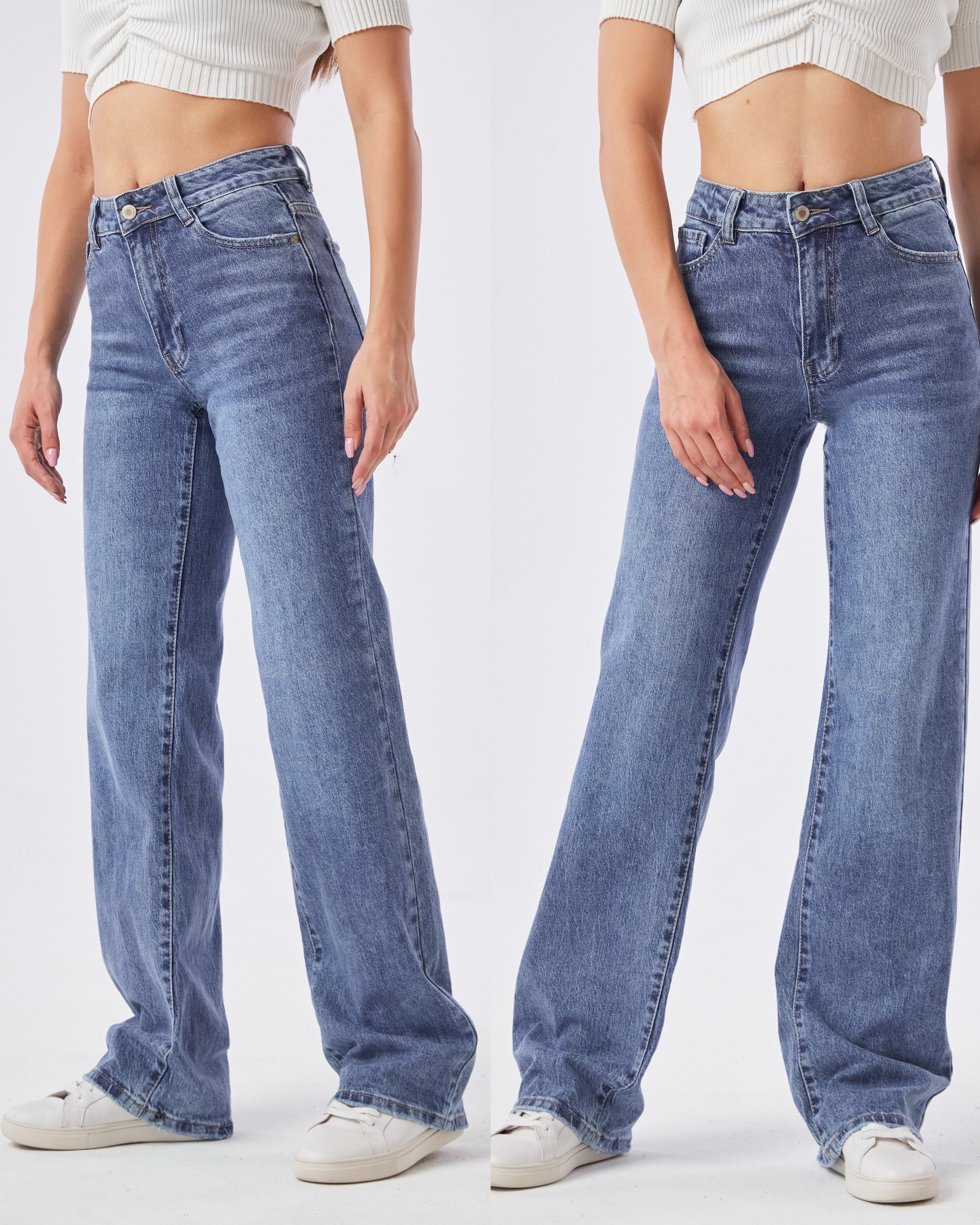 Laulia wide leg jeans blauw dames – voorkant