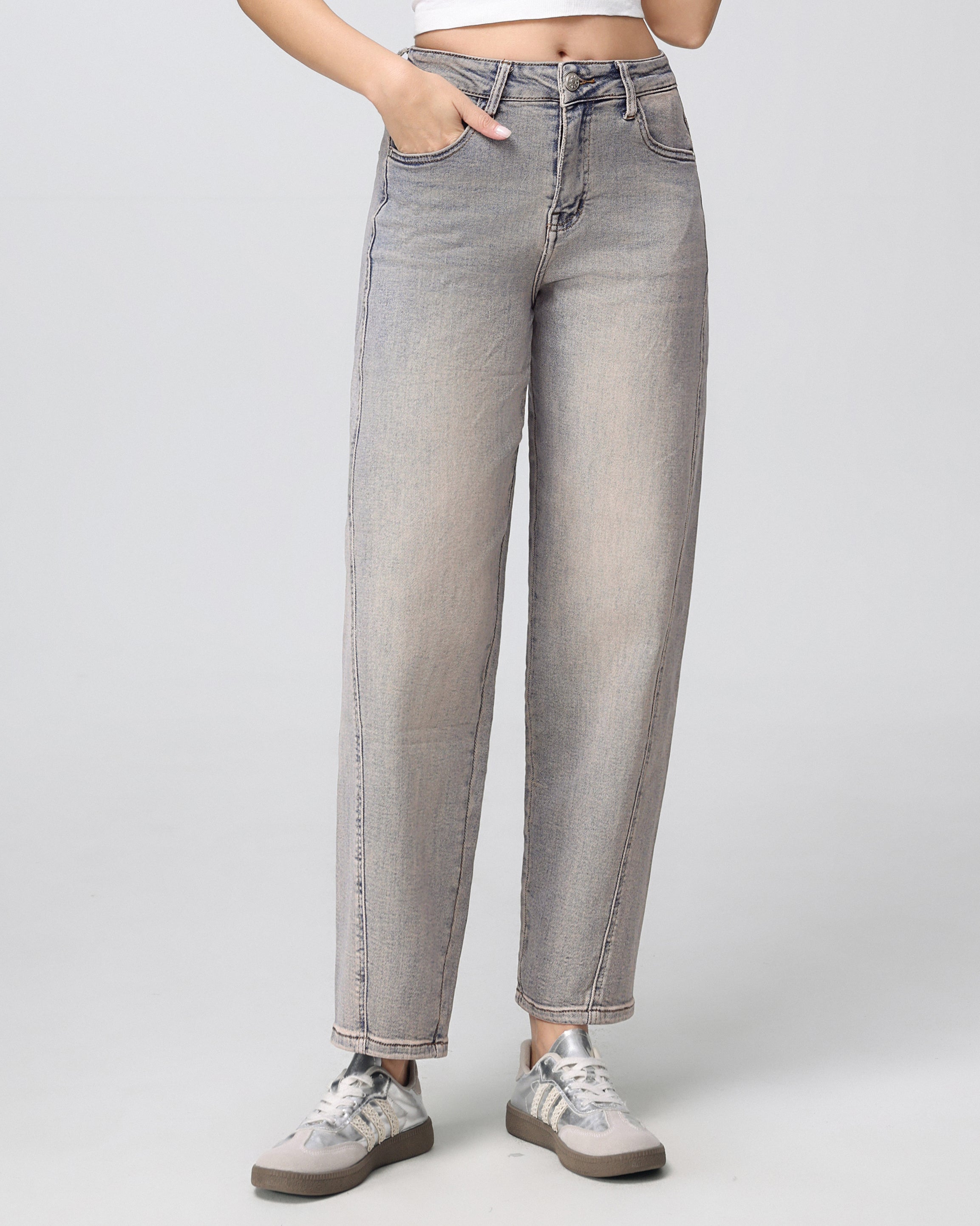 Hello Miss | Barrel jeans Lieq-3 Blauw