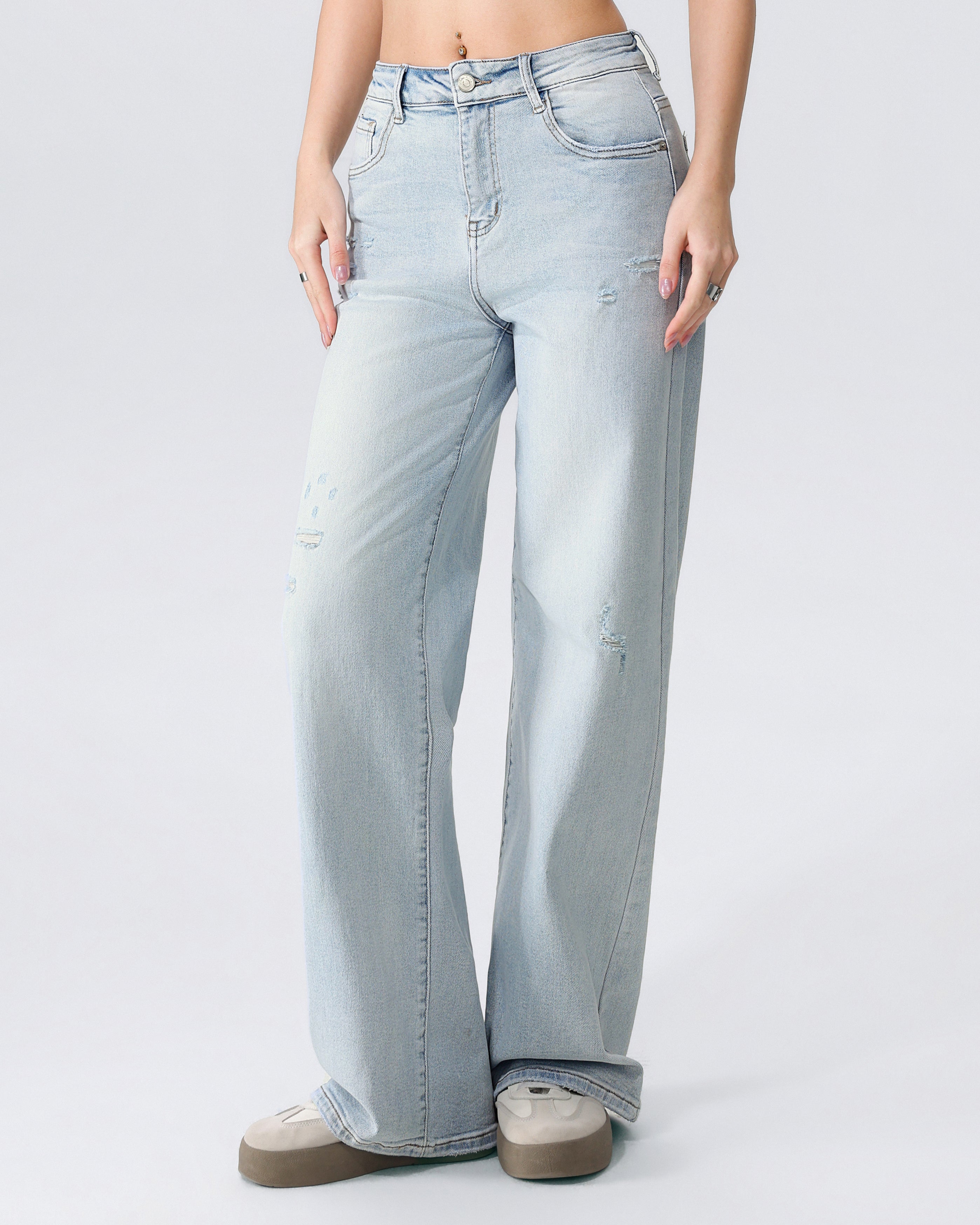 Hello Miss | Wide leg jeans Juley-2 Lichtblauw
