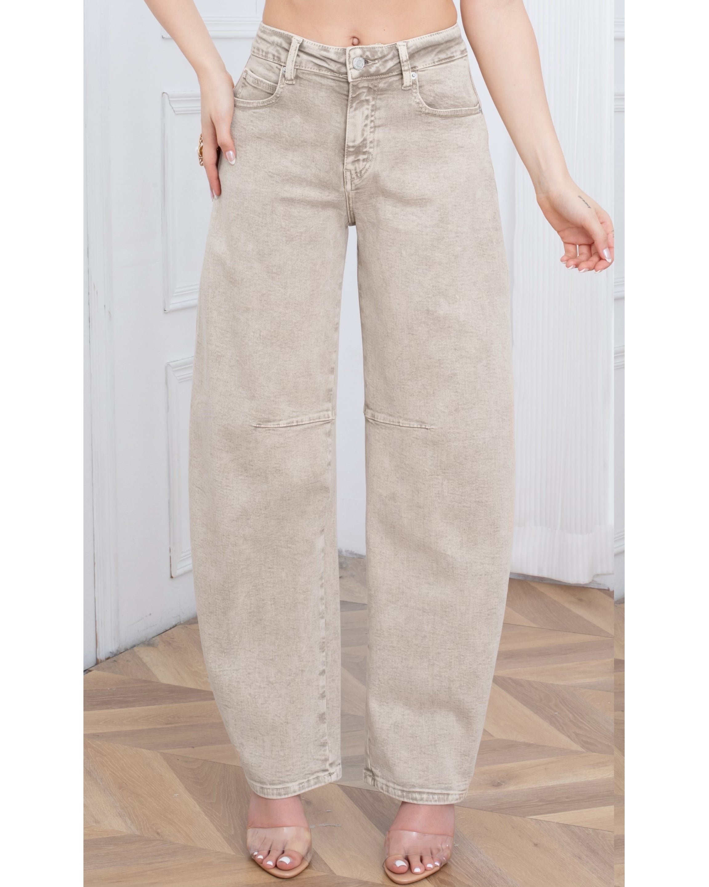 Laulia | Barrel jeans Sena-5 Taupe