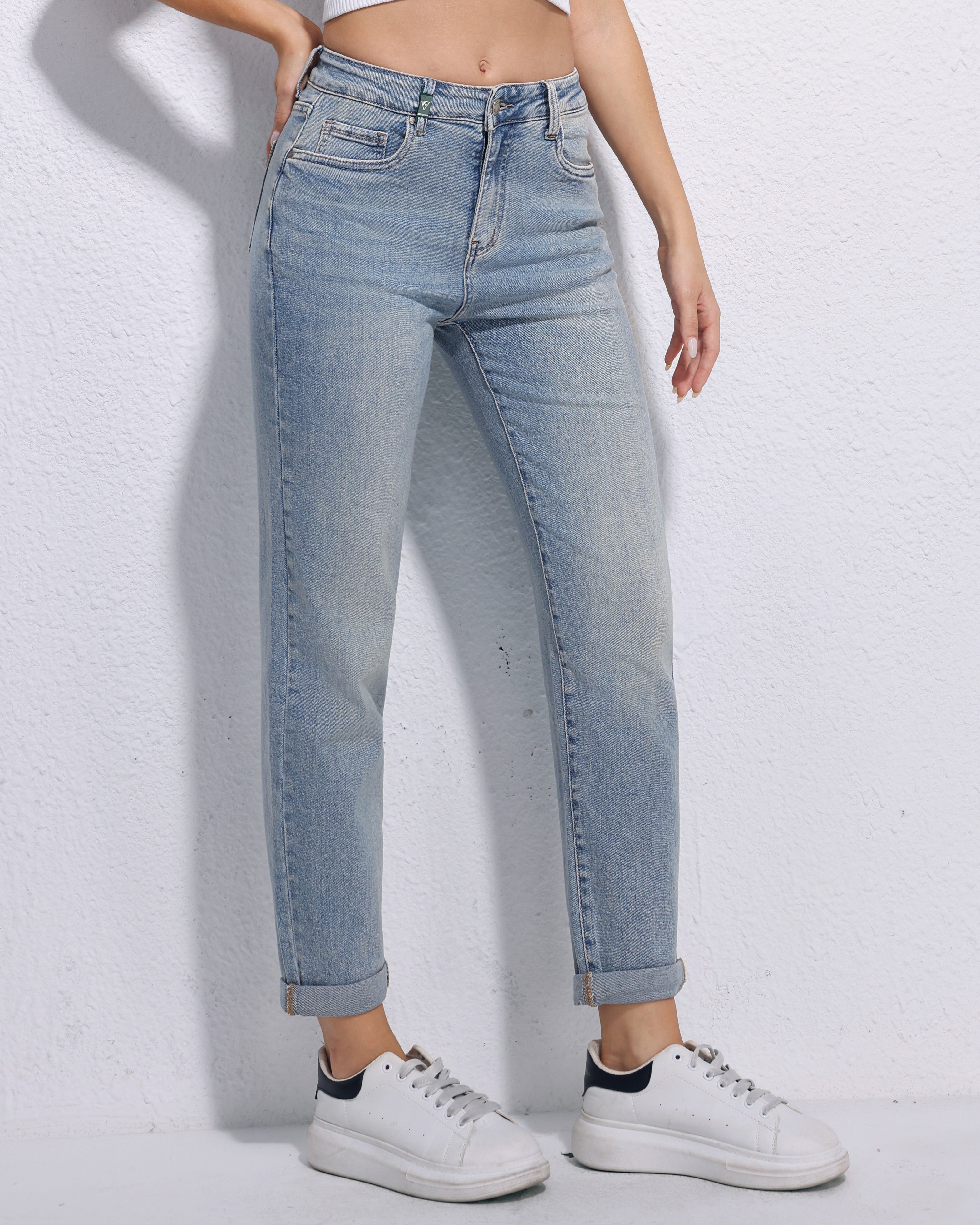 Hello Miss | Mom jeans Hella-1 Blauw