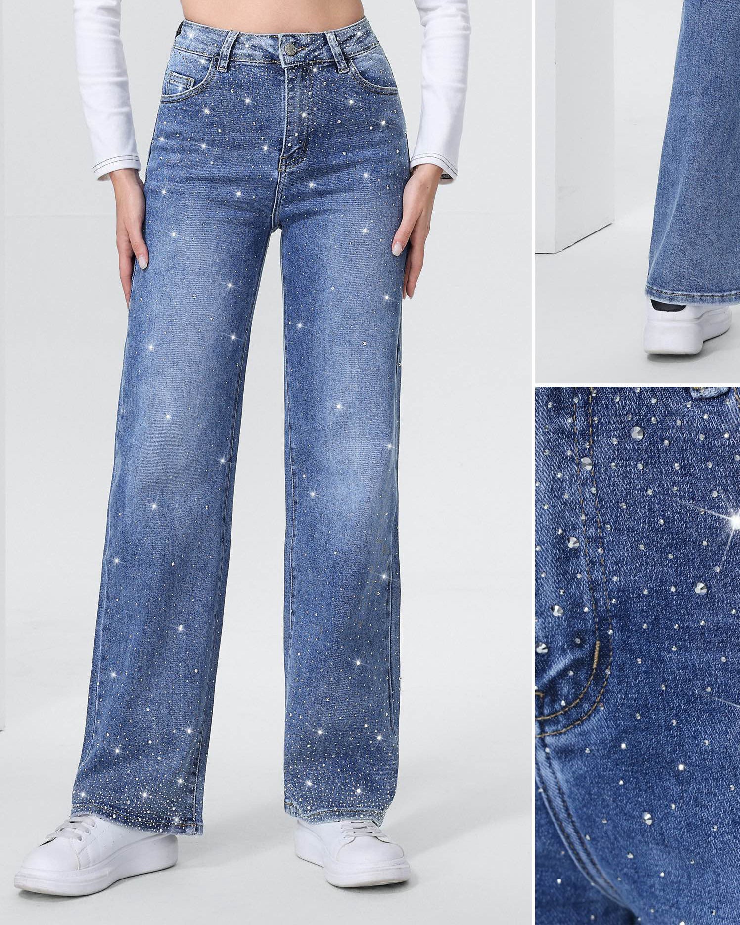 Hello Miss | Wide leg jeans Kella-3 Donkerblauw