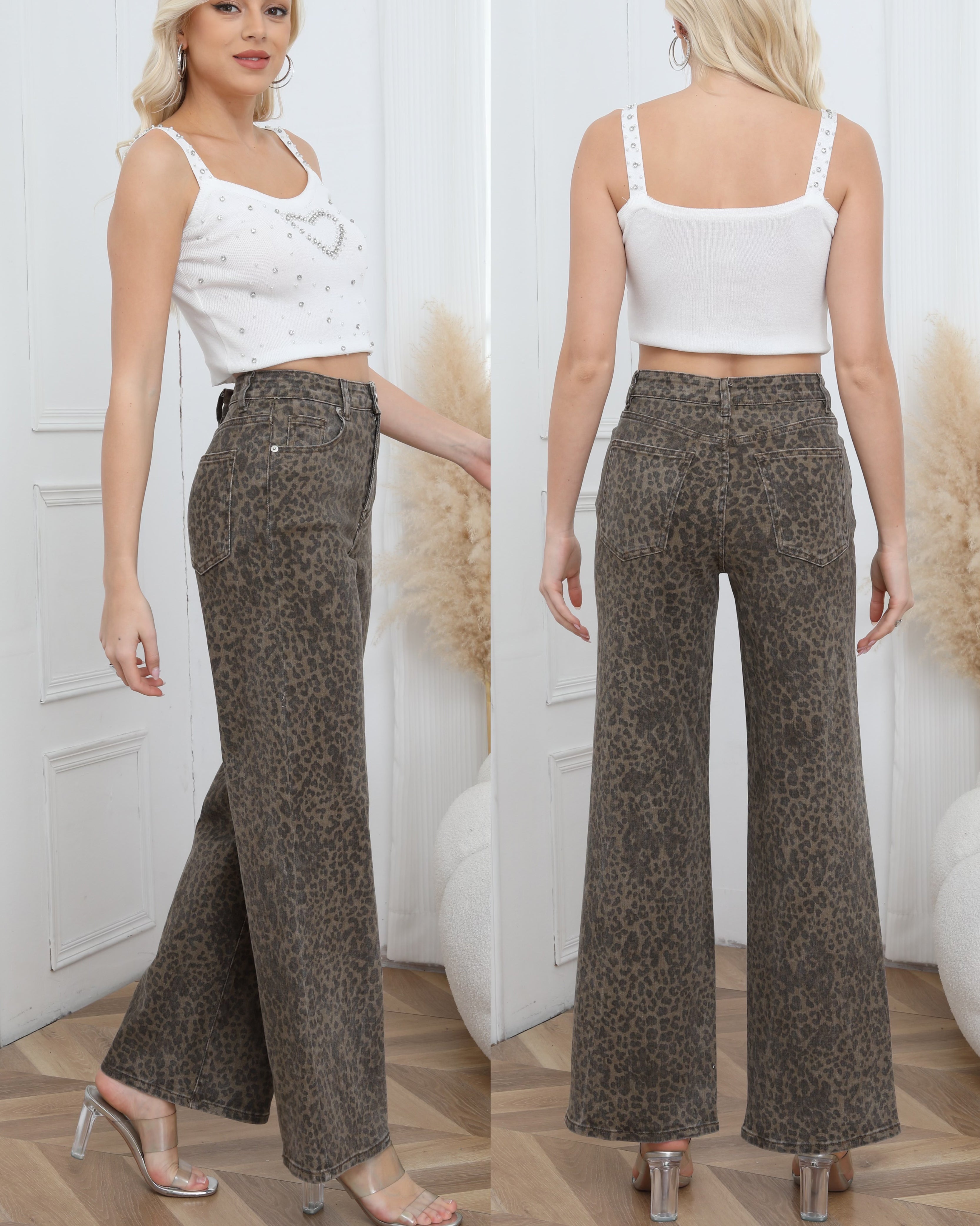 Laulia | Wide leg jeans Jenny-2 Panter Bruin