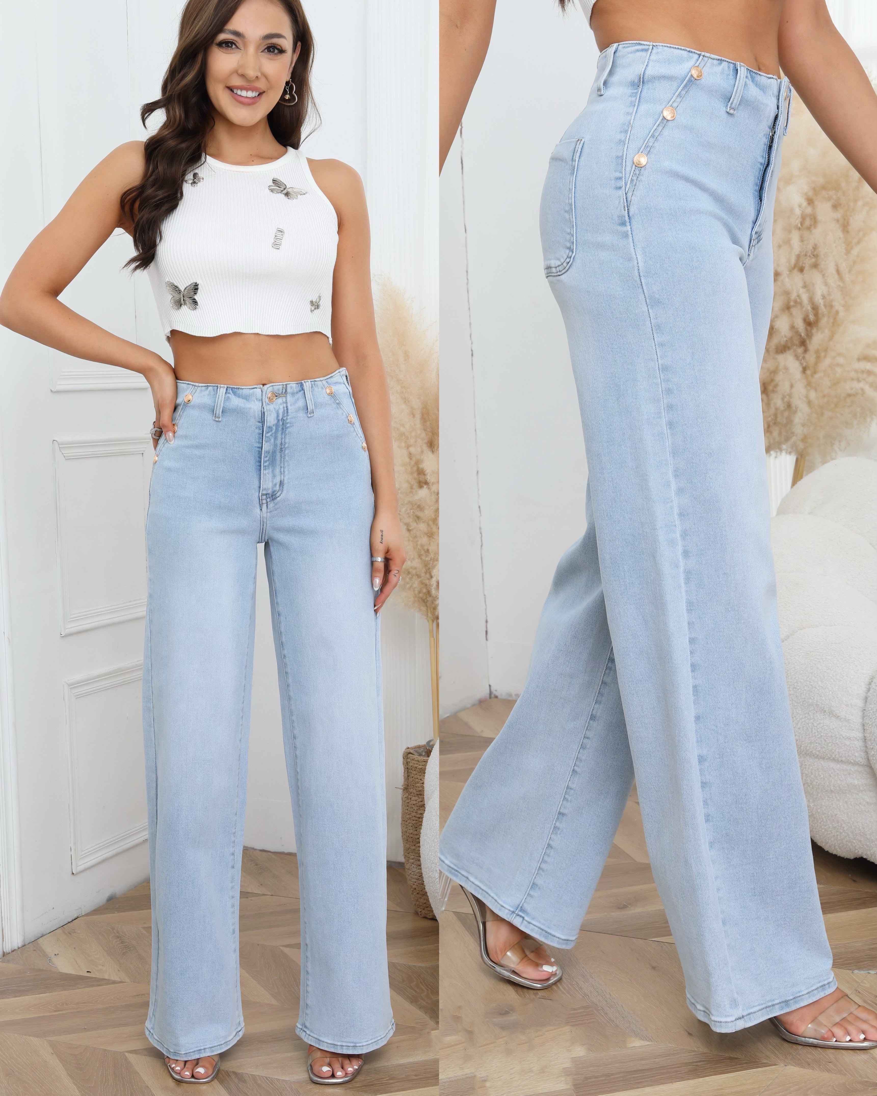 Laulia | Wide leg jeans Missy-1 Lichtblauw