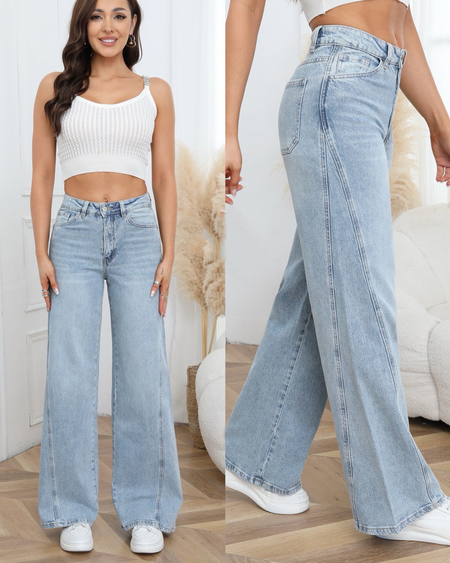 Laulia | Wide leg jeans Dalila Blauw