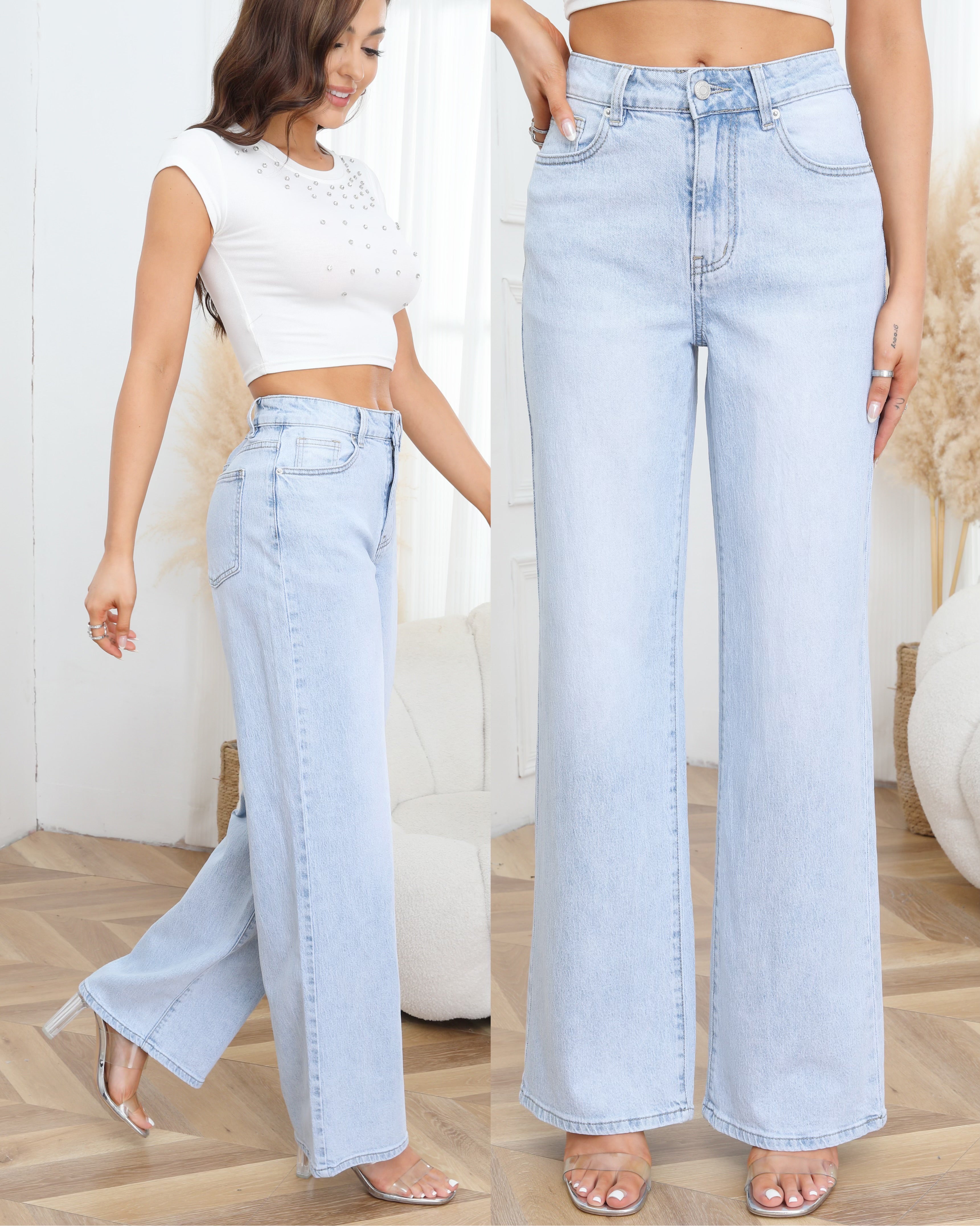 Laulia | Wide leg jeans Rosie-2 Lichtblauw