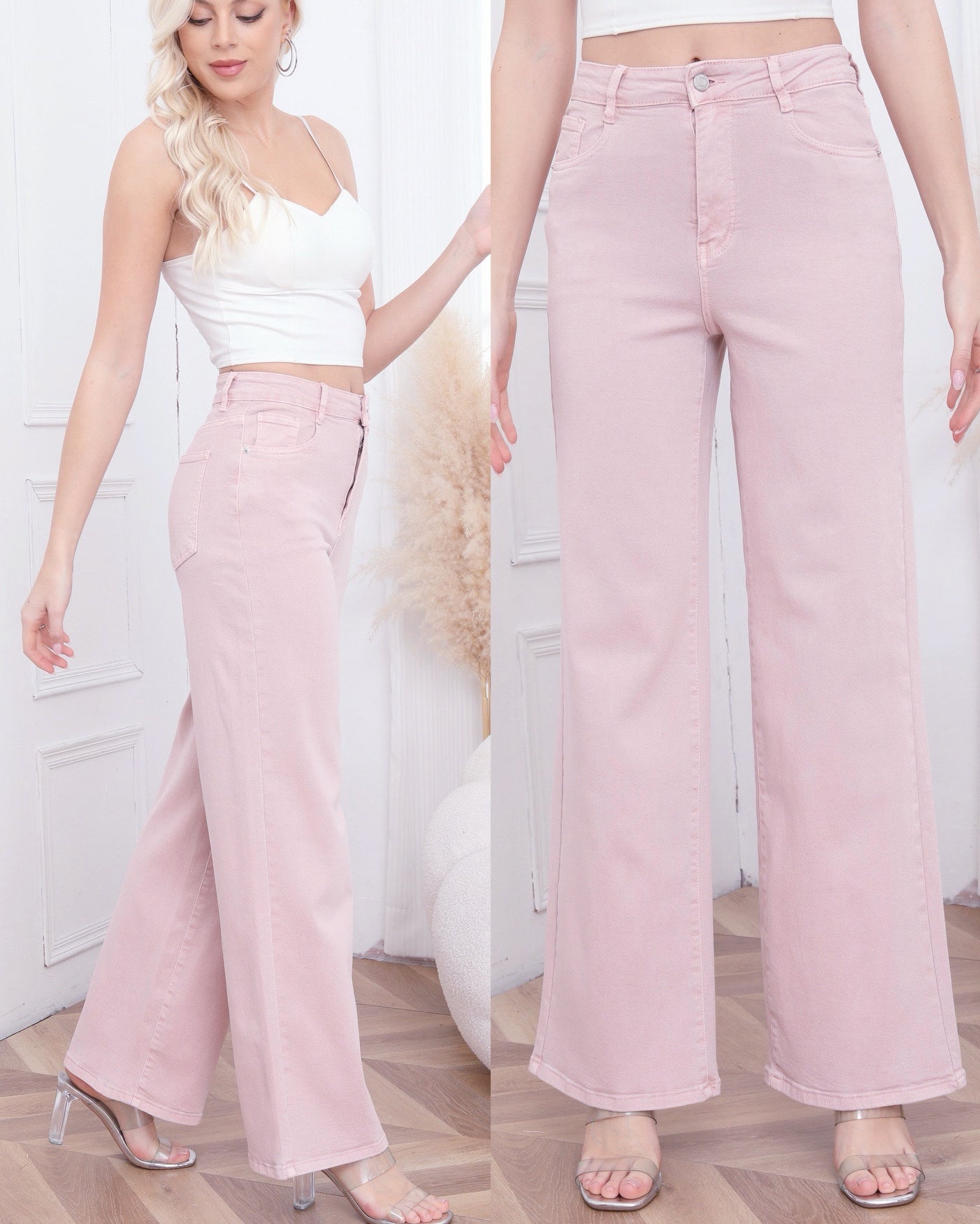 Laulia | Wide leg jeans Yinn-12 Roze