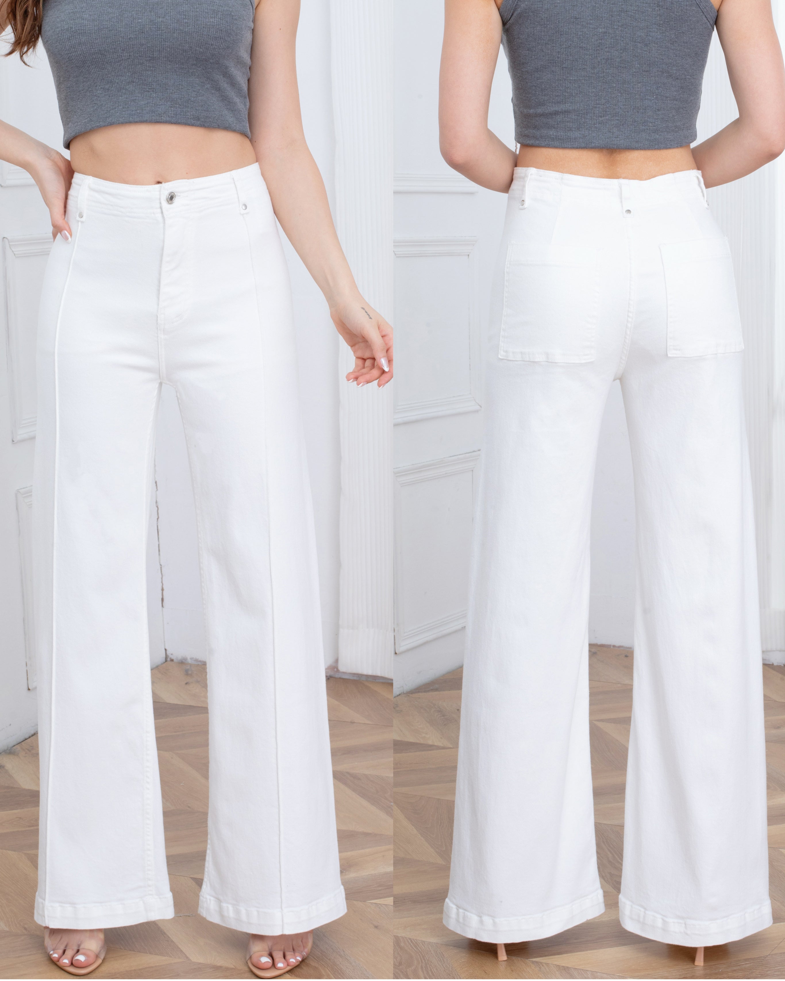 Laulia | Wide leg jeans Kaylee-12 Wit