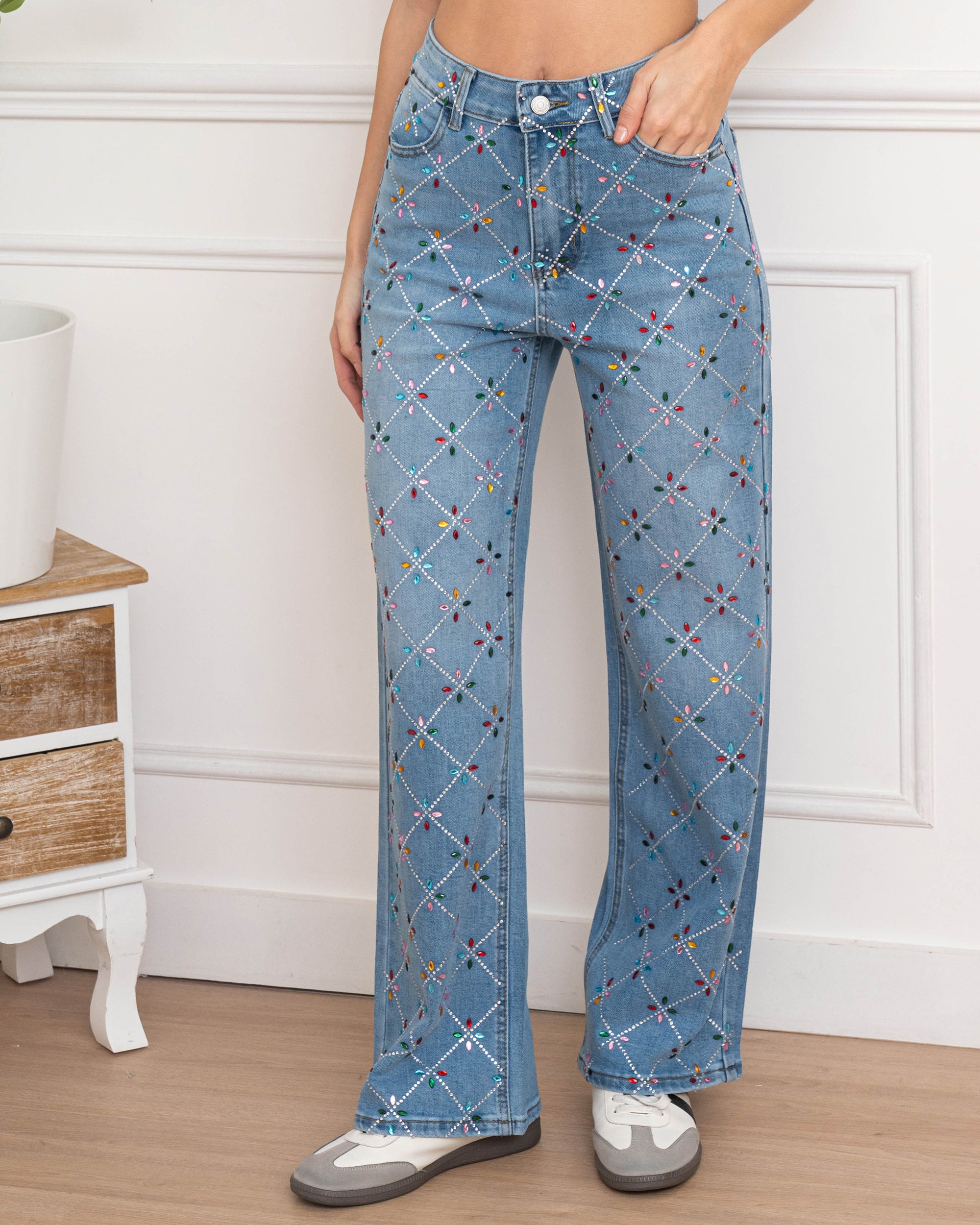 Folyrose | Wide leg jeans Roxann Blauw