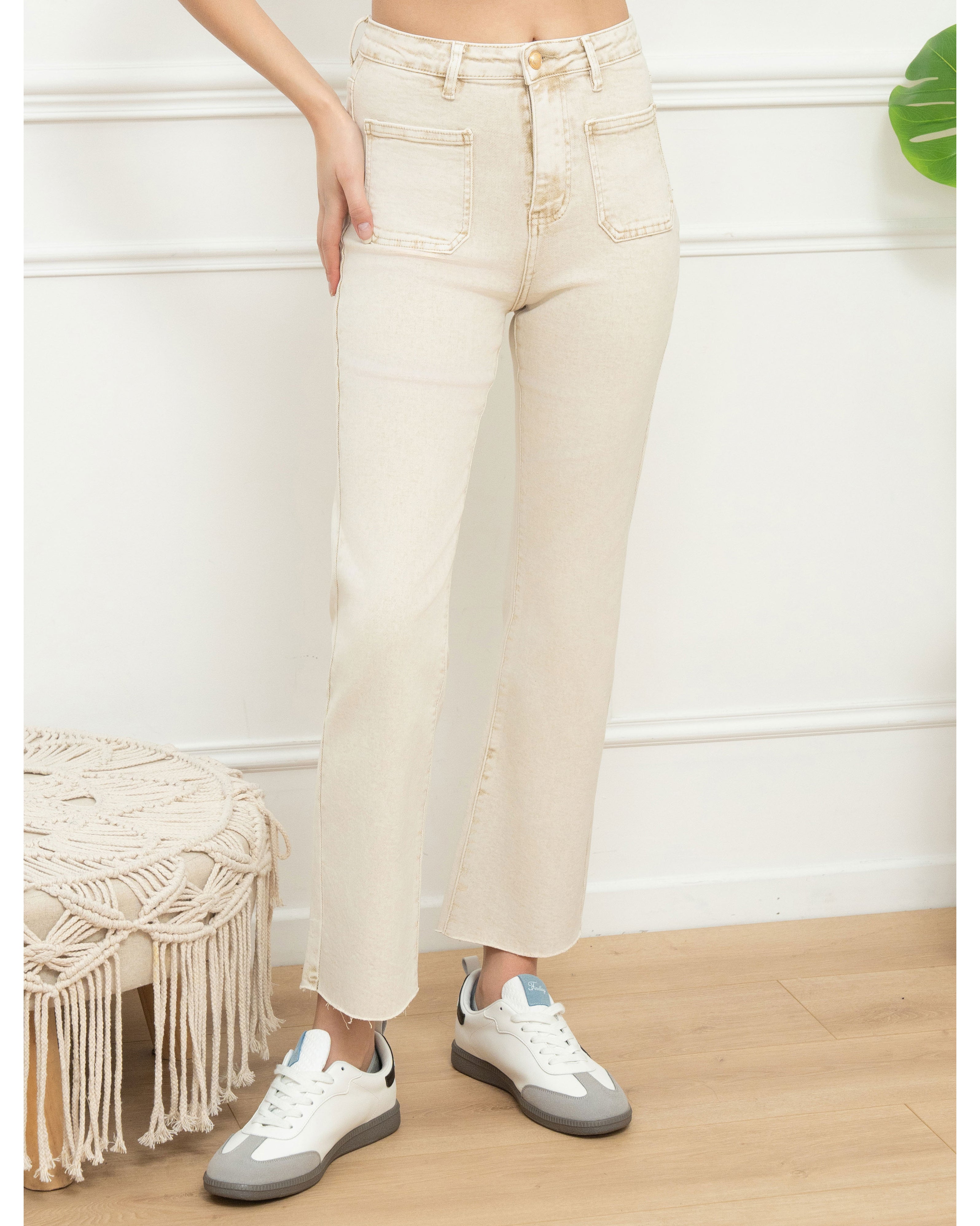 Folyrose | Wide leg jeans Mimi-YG Beige