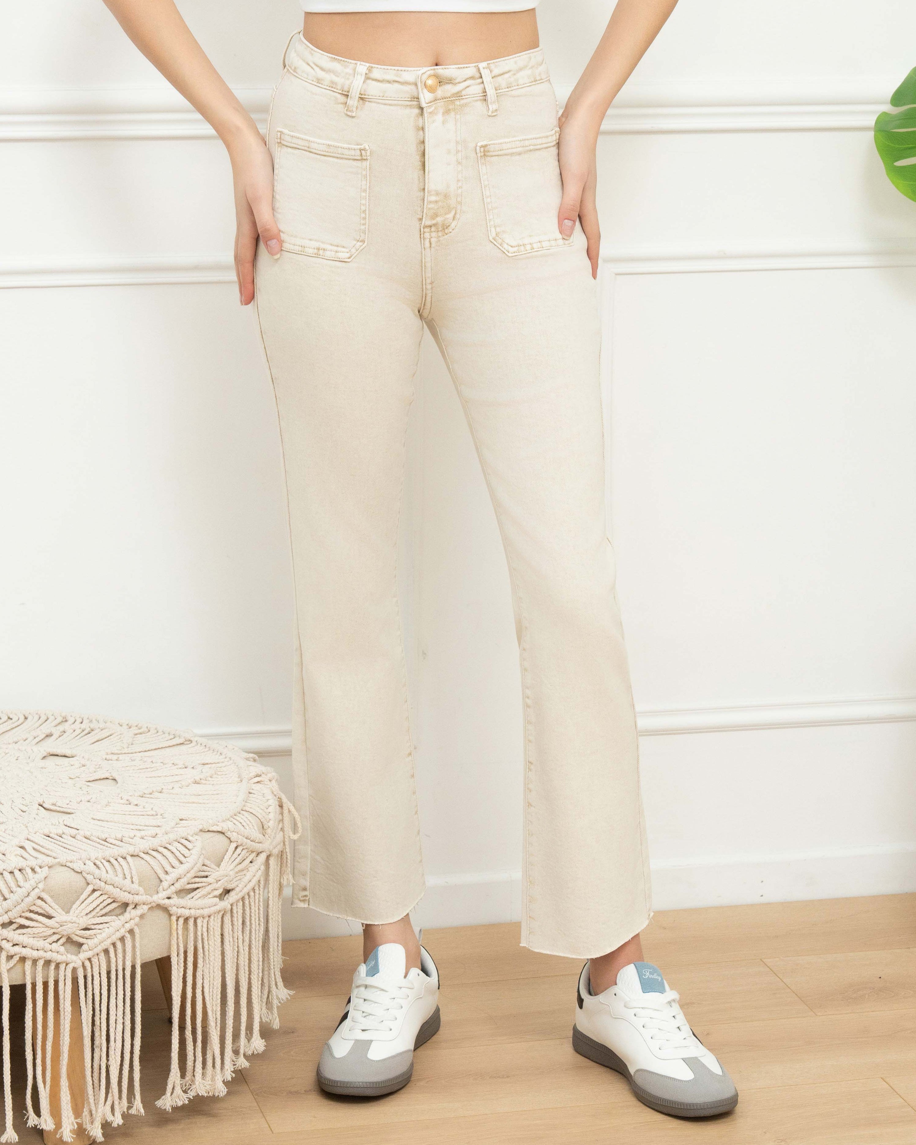 Folyrose | Wide leg jeans Mimi-YG Beige