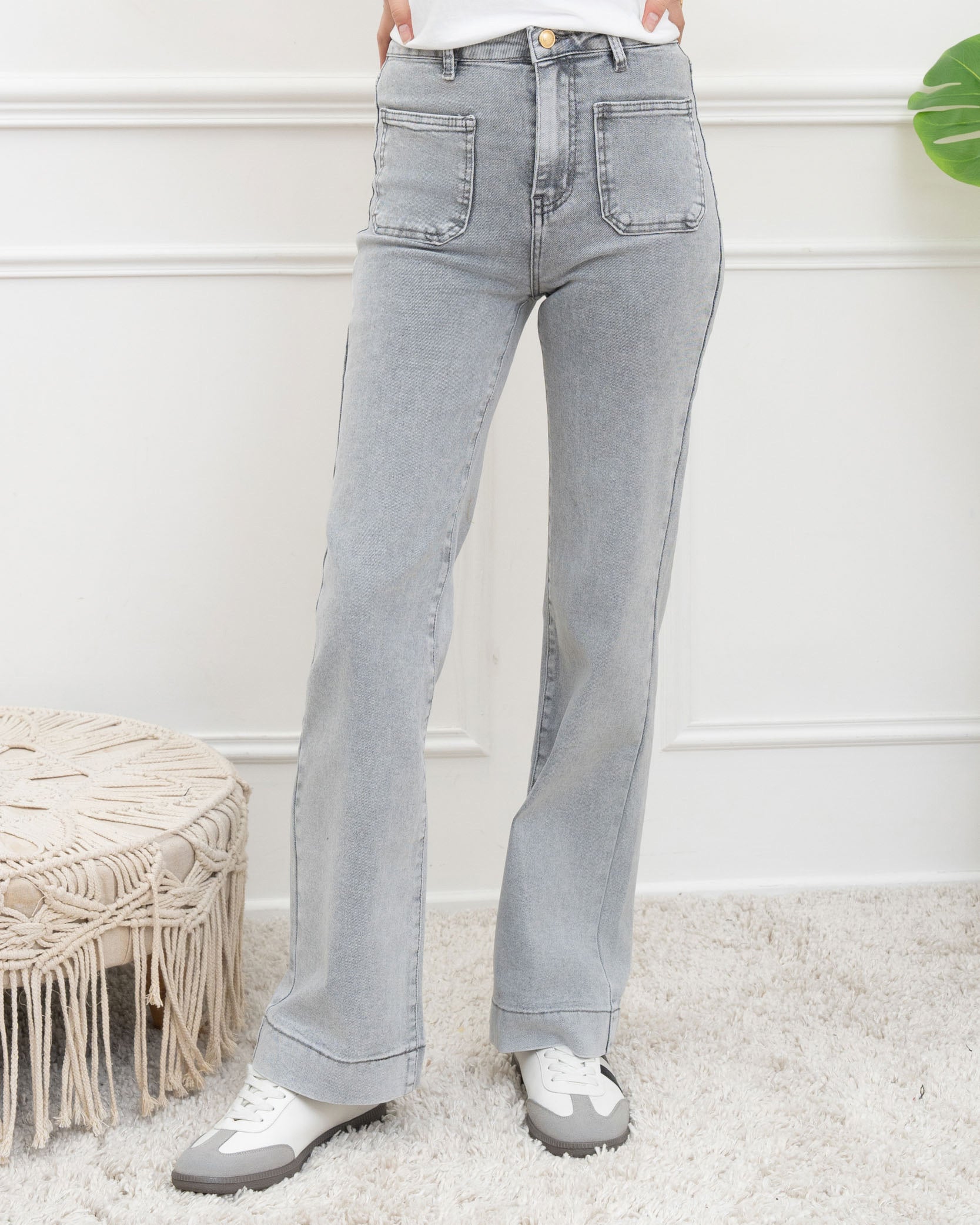 Folyrose | Wide leg jeans Jana-S Grijs