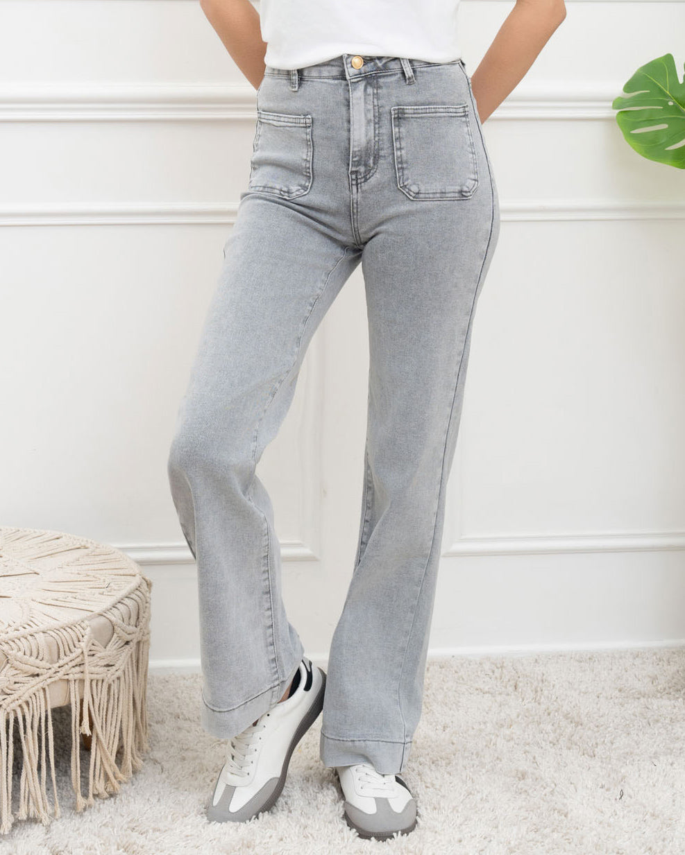 Folyrose | Wide leg jeans Jana-S Grijs
