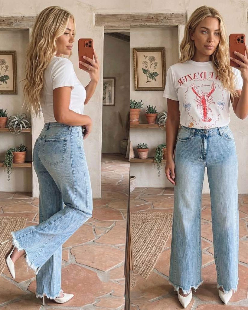 Queen Hearts | Wide leg jeans Sas Blauw