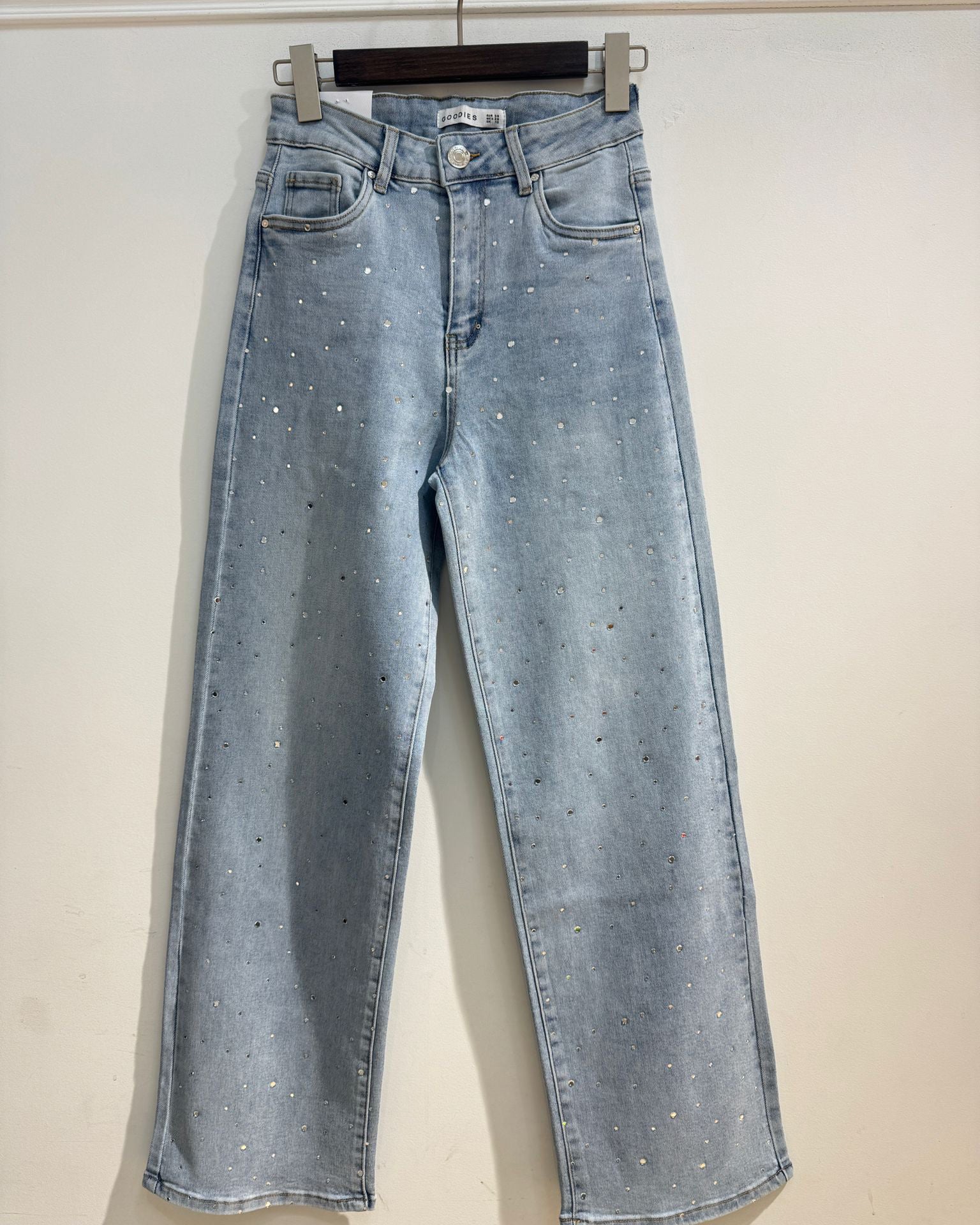 Goodies | Wide leg jeans strass Cherry Blauw