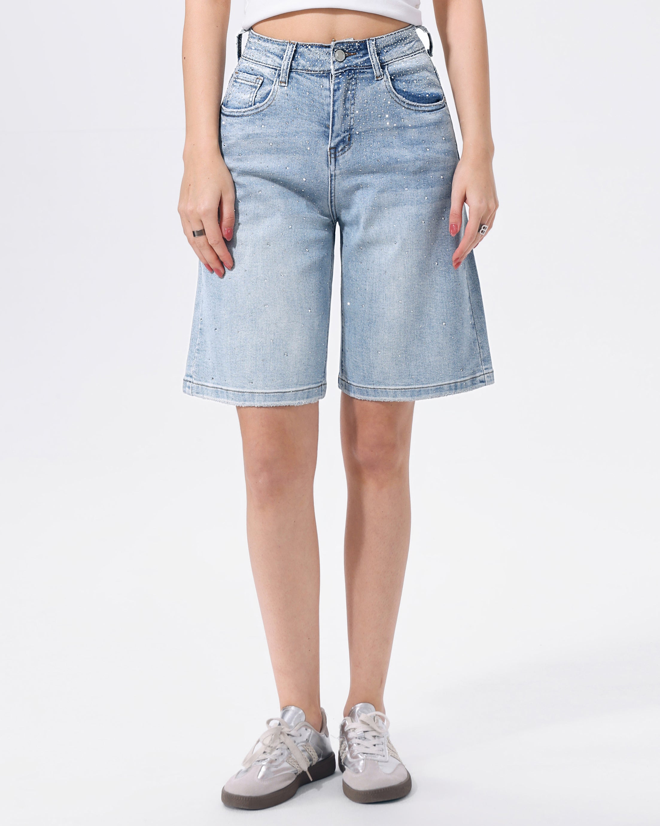Hello Miss | Bermuda met stras Gwen Blauw