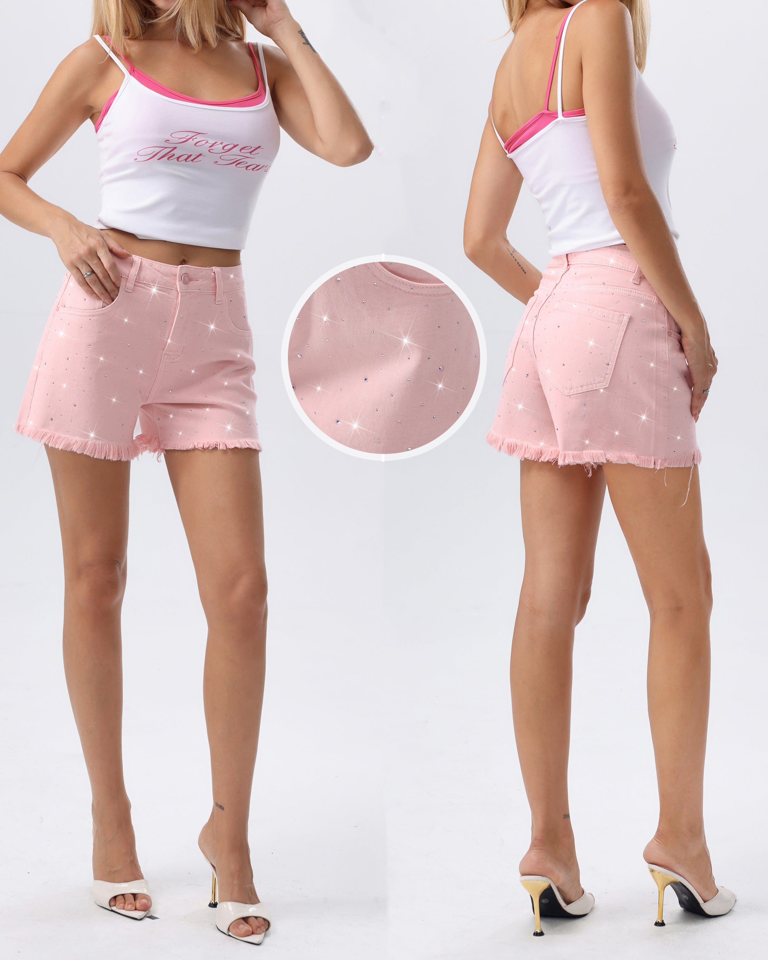 Hello Miss | Short met stras Lilly-1 Roze