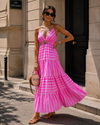 Gestreepte maxi jurk Elin Fuchsia