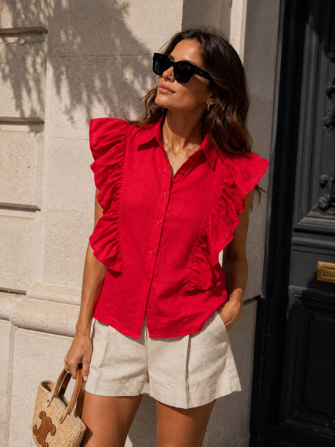 Effen blouse Marly Rood