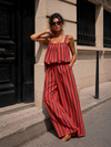 Gestreept co-ord set Estelle Bruin/ Rood