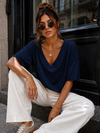Basic T-shirt V-hals Milly Donkerblauw