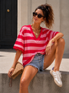 Gestreept T-shirt kanten detail Evie Rood