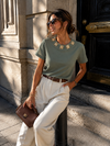 T-shirt met gouden ornamenten Bibi Donkergroen
