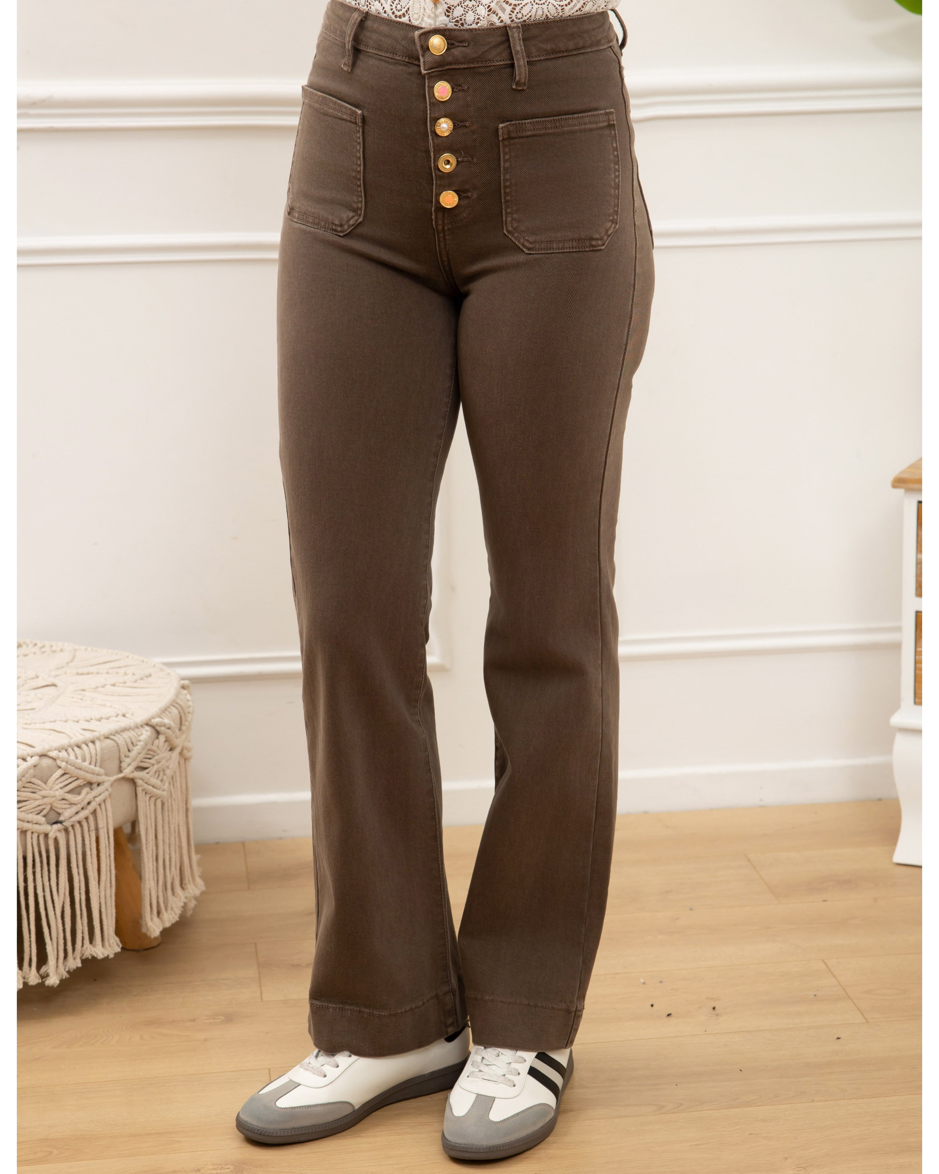 Folyrose | Wide leg jeans Mika-I3 Bruin