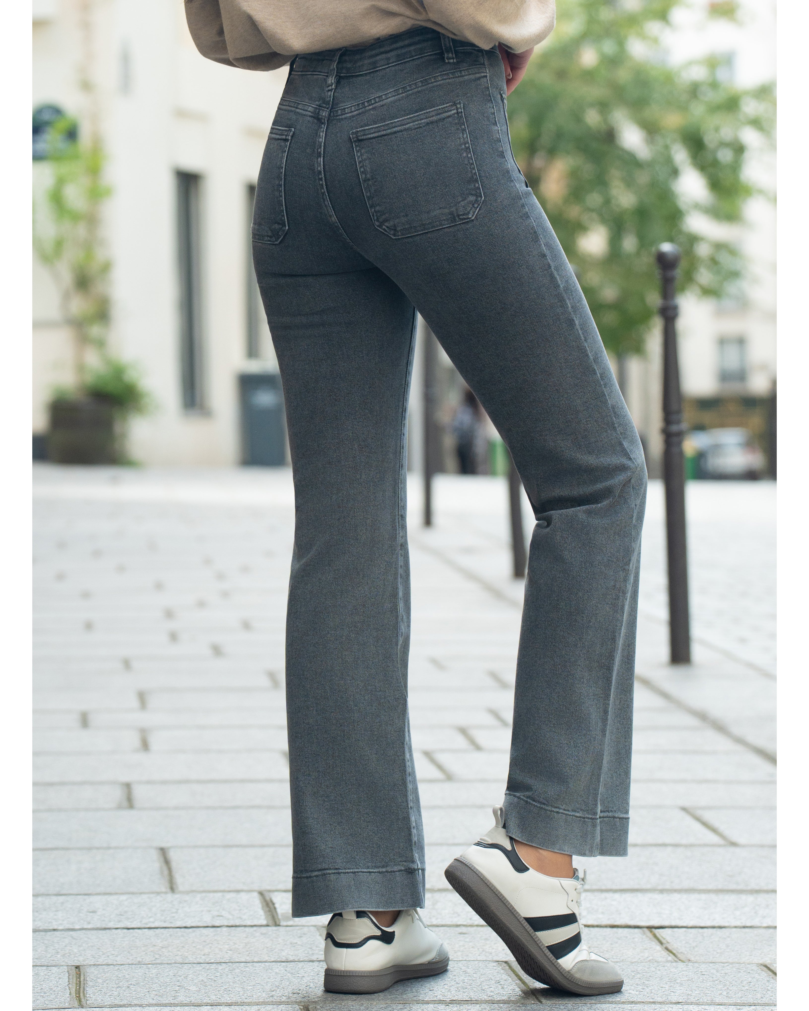 Folyrose | Wide leg jeans Mika-S2 Donkergrijs