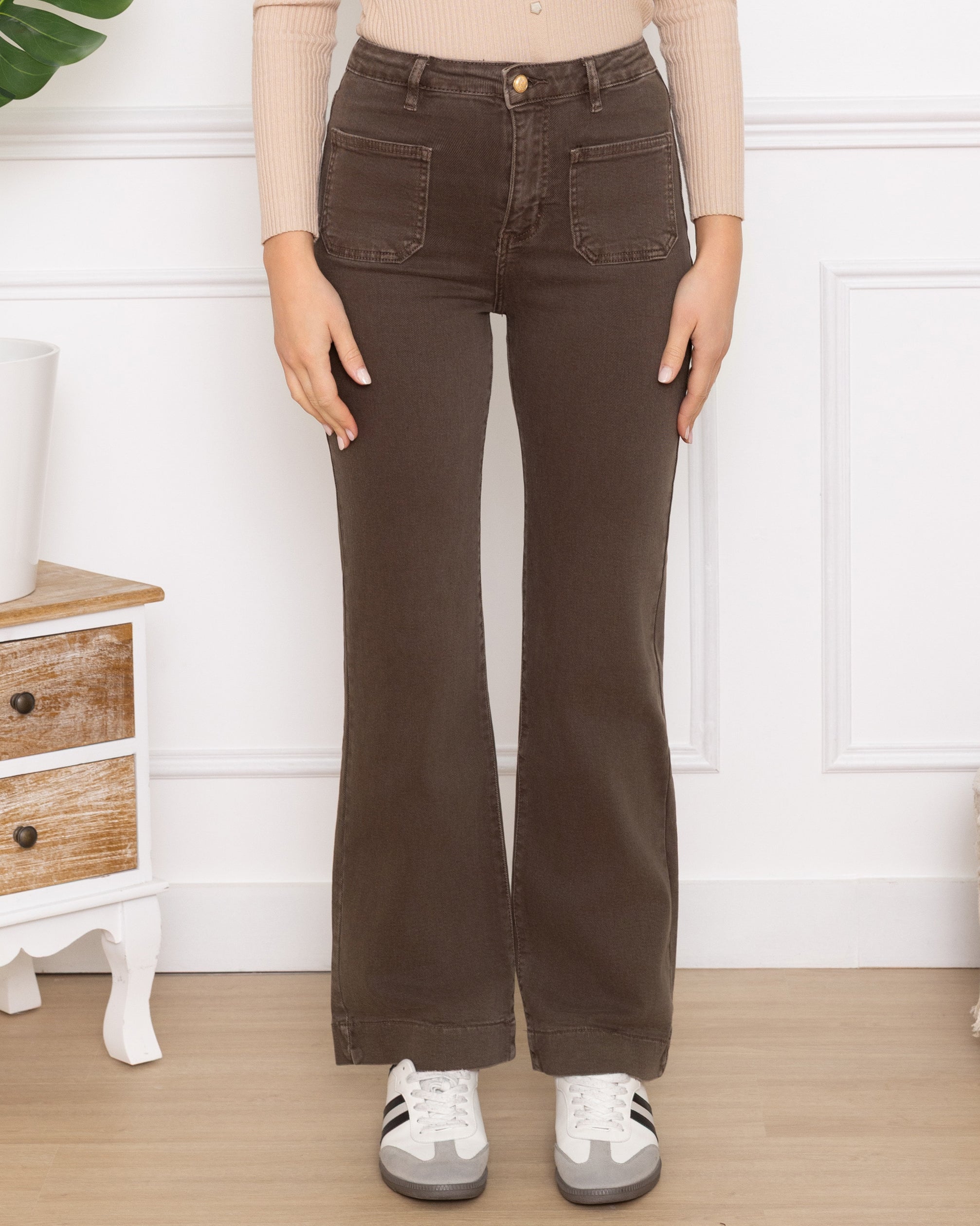 Folyrose | Wide leg jeans Jana-I3 Bruin