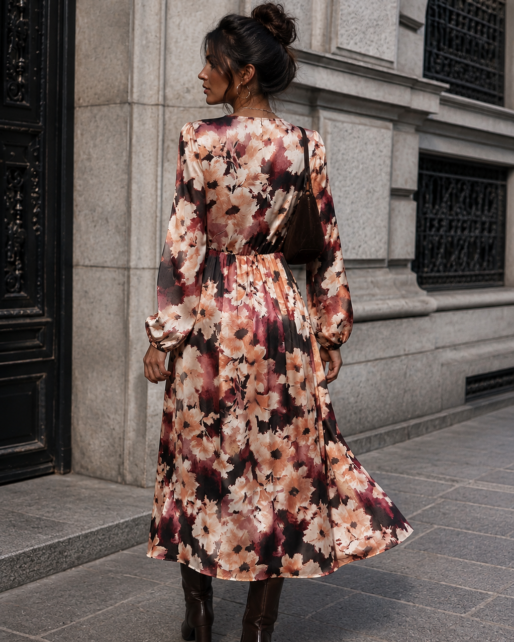 Lange jurk met print Lindey Roze