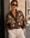 Blouse met bloemen Grace Bruin