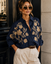 Blouse met bloemen Grace Blauw
