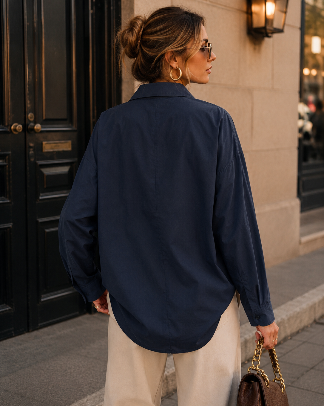 Blouse met bloemen Grace Blauw