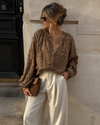 Blouse met bloemen Yade Bruin