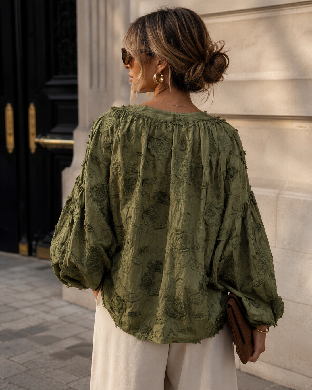 Blouse met bloemen Yade Groen