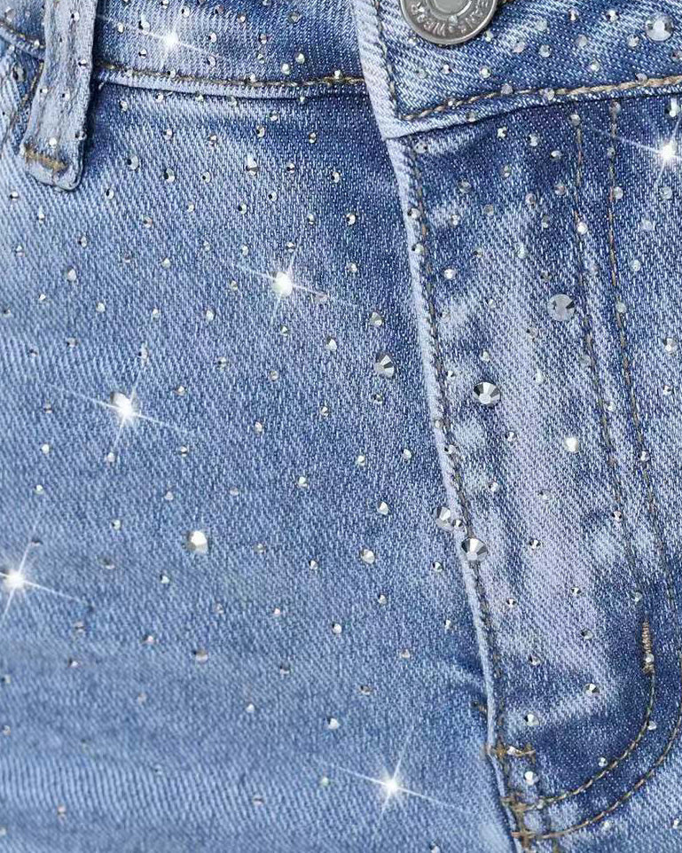 Hello Miss | Wide leg jeans met stras Kella-2 Lichtblauw