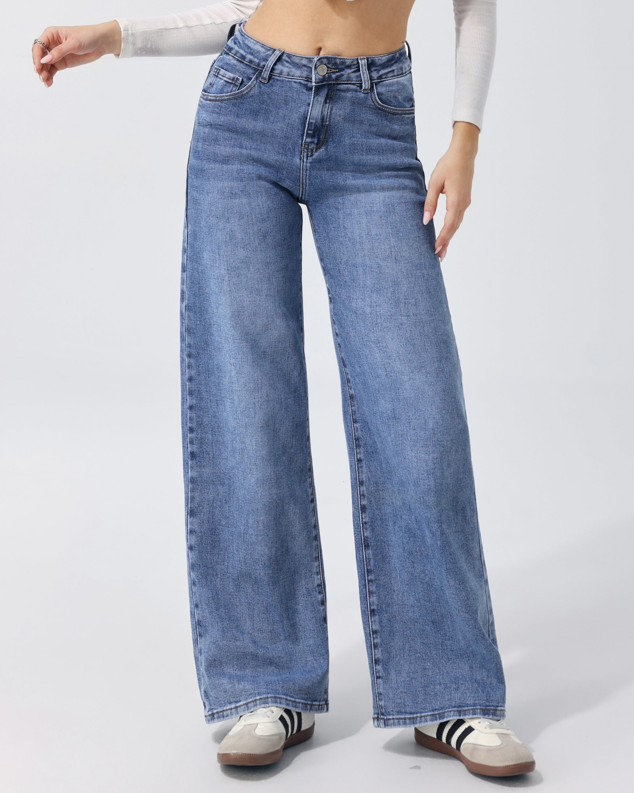 Hello Miss | Wide leg jeans Cato-1 Blauw