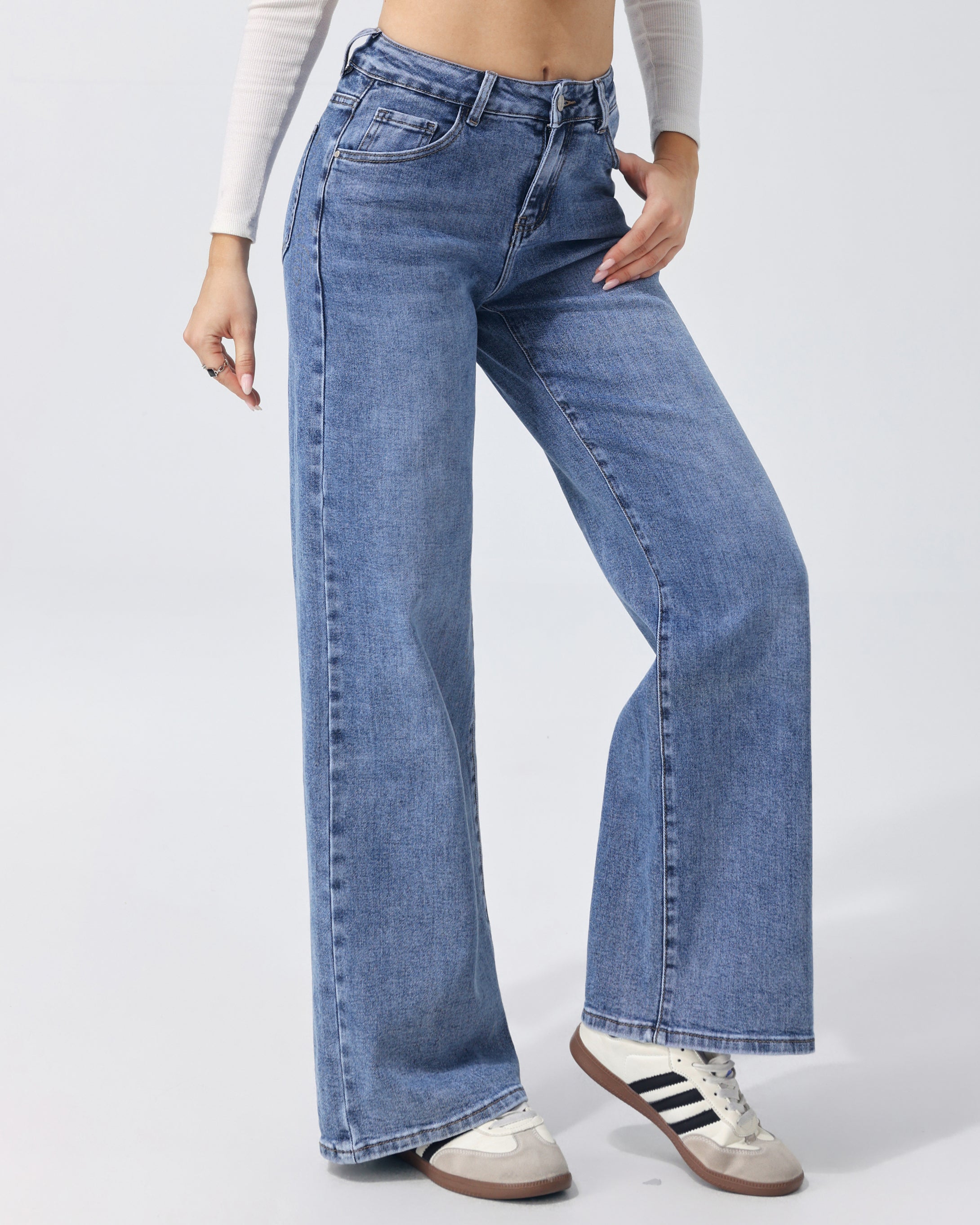 Hello Miss | Wide leg jeans Cato-1 Blauw