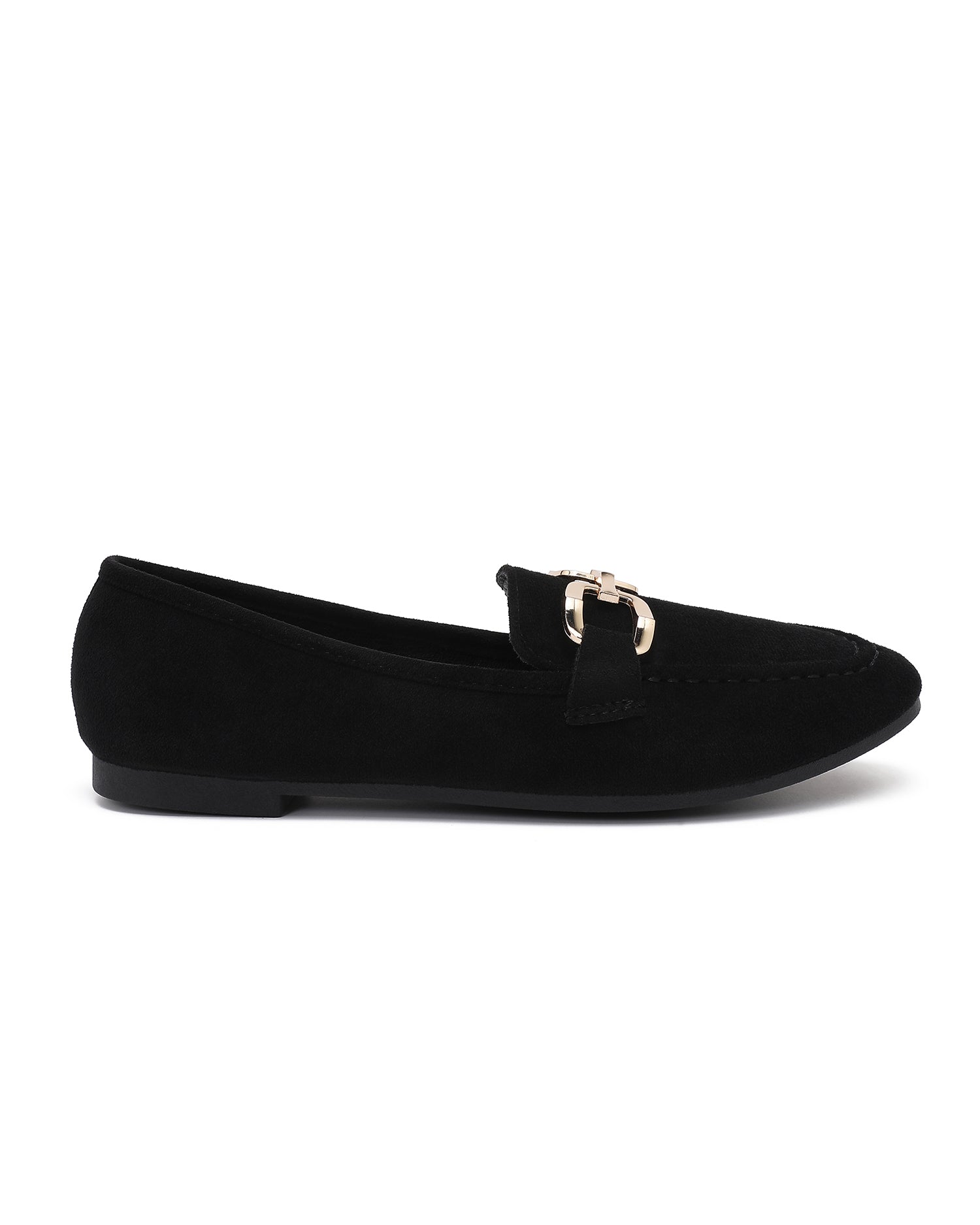 Loafer met goudkleurige gesp Yara Zwart