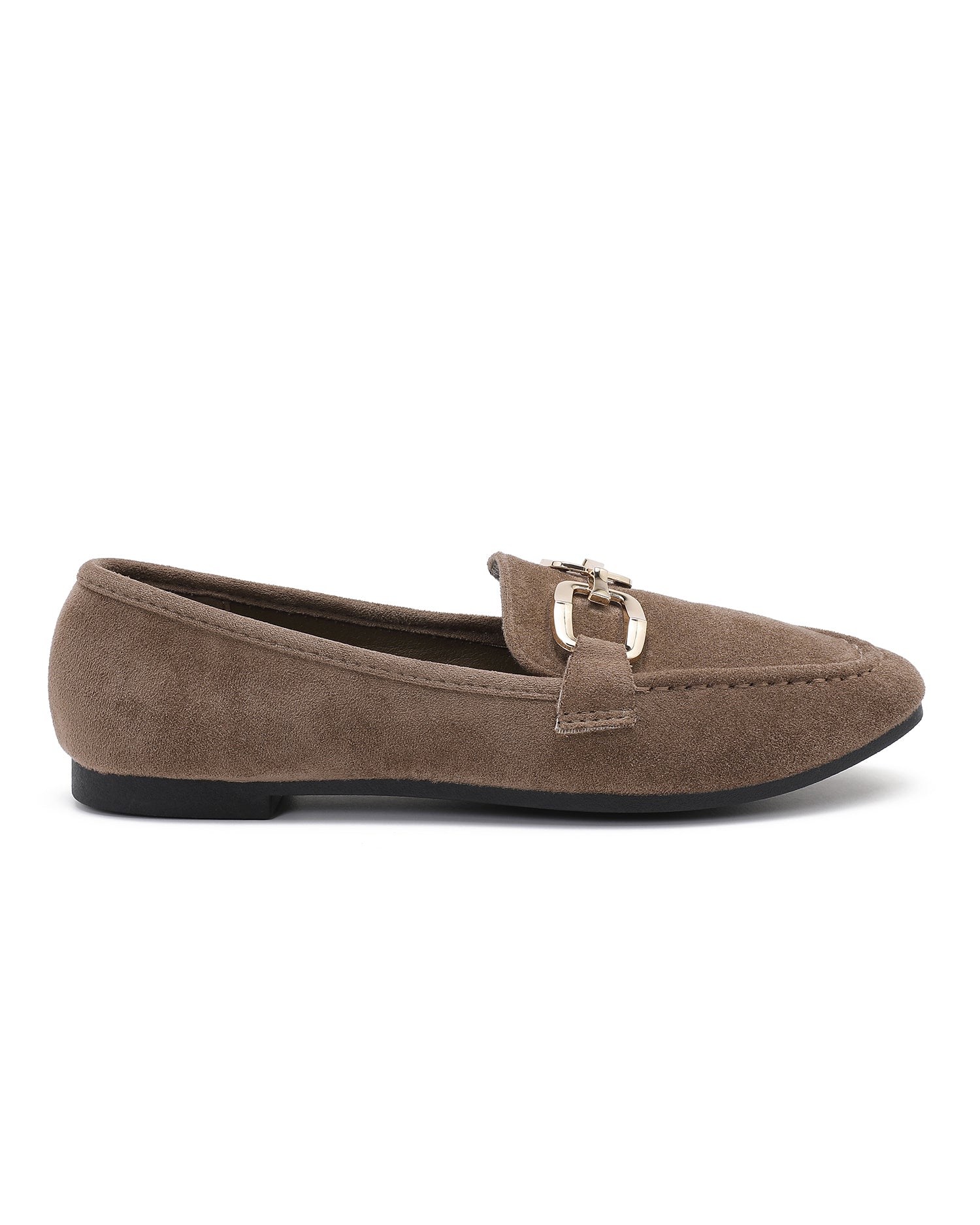Loafer met goudkleurige gesp Yara Taupe