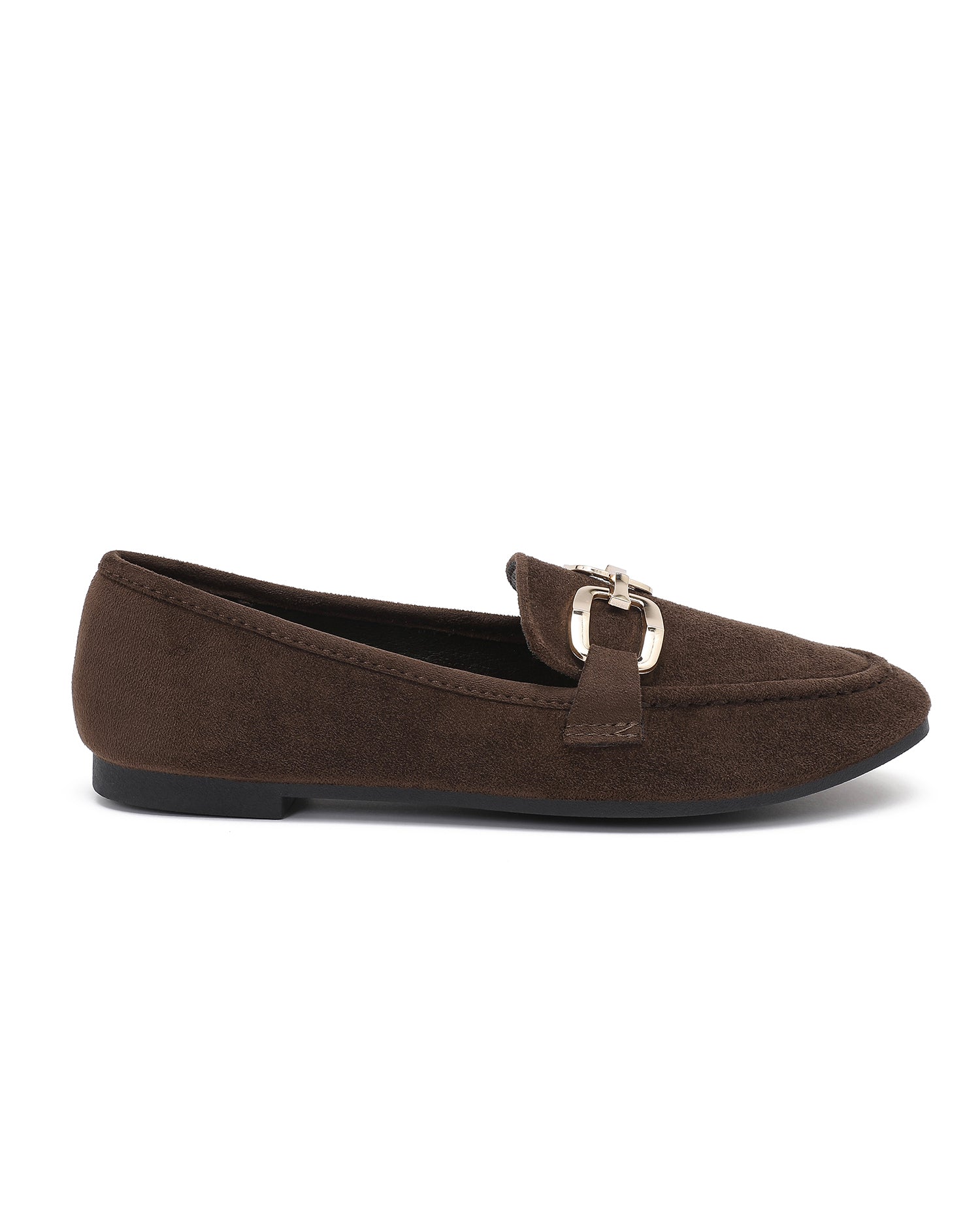 Loafer met goudkleurige gesp Yara Donkerbruin