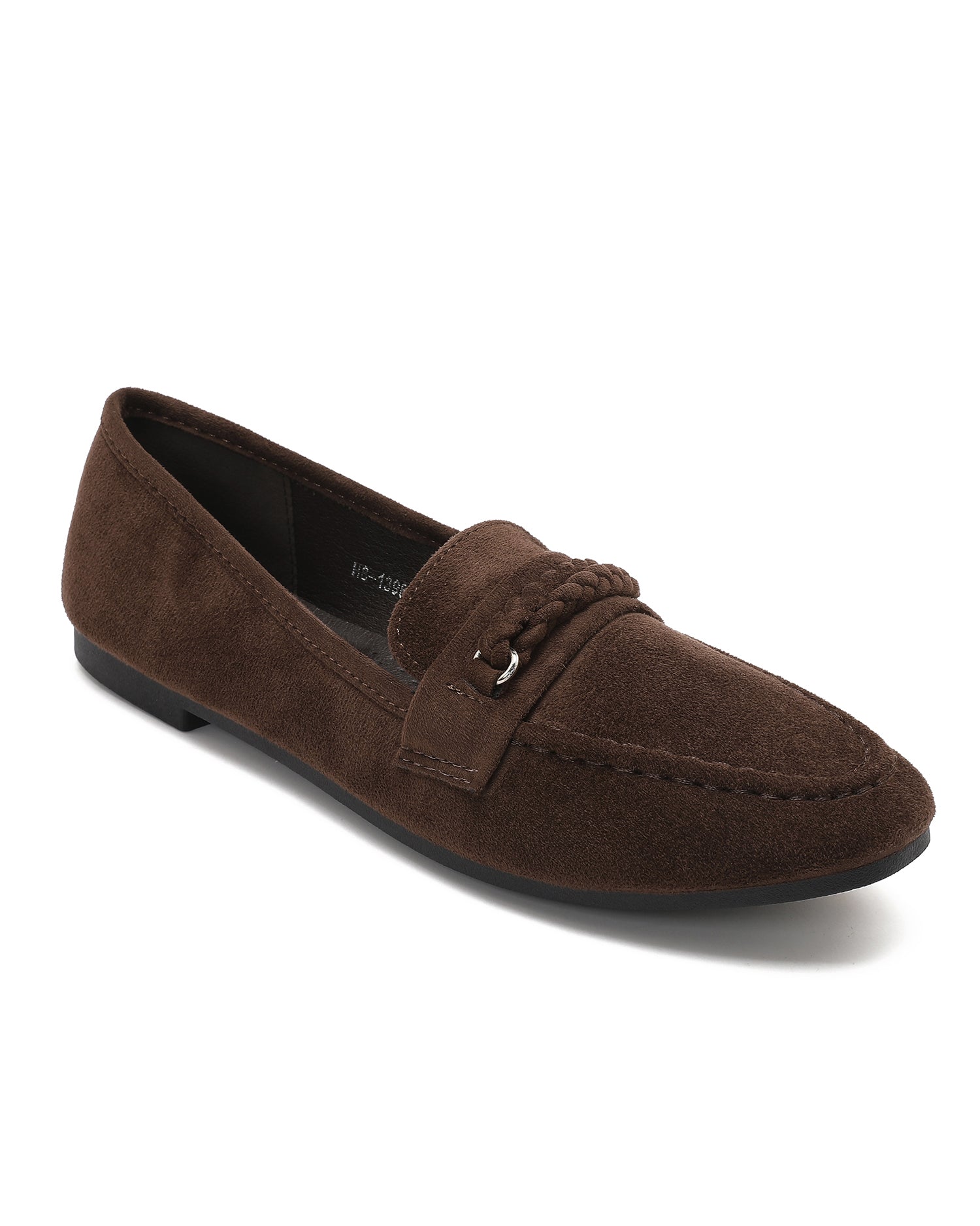 Loafer met vlechtdetail Evi Donkerbruin