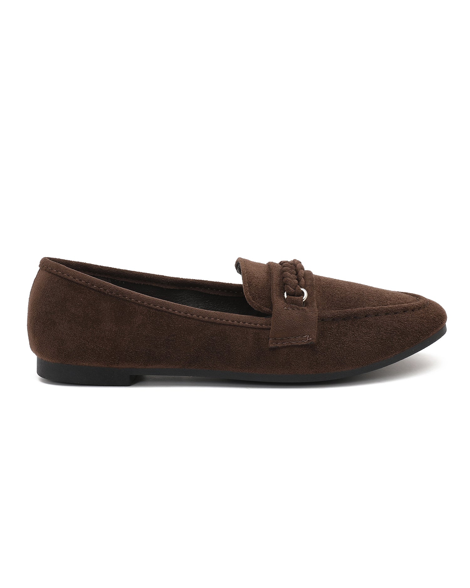 Loafer met vlechtdetail Evi Donkerbruin
