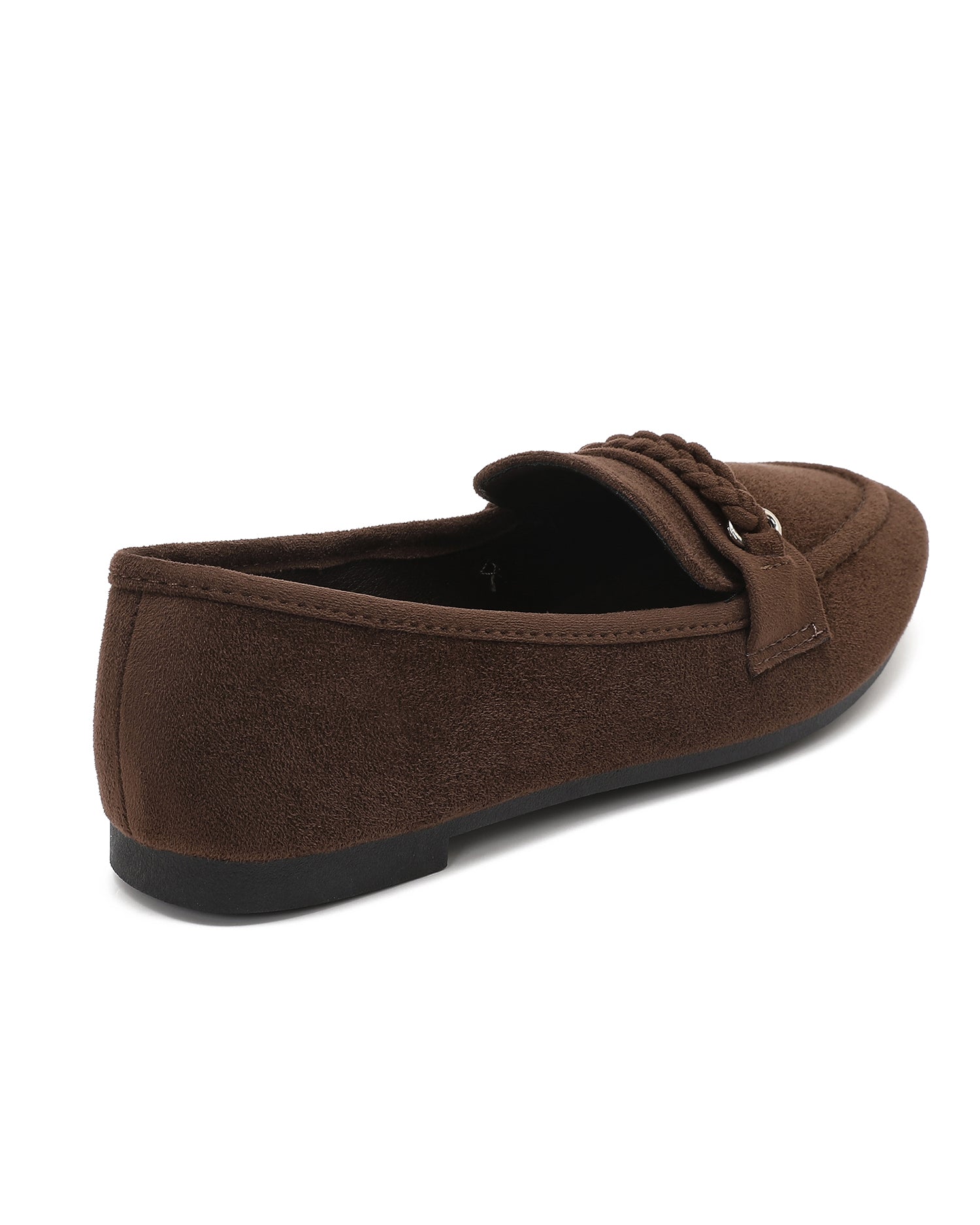 Loafer met vlechtdetail Evi Donkerbruin