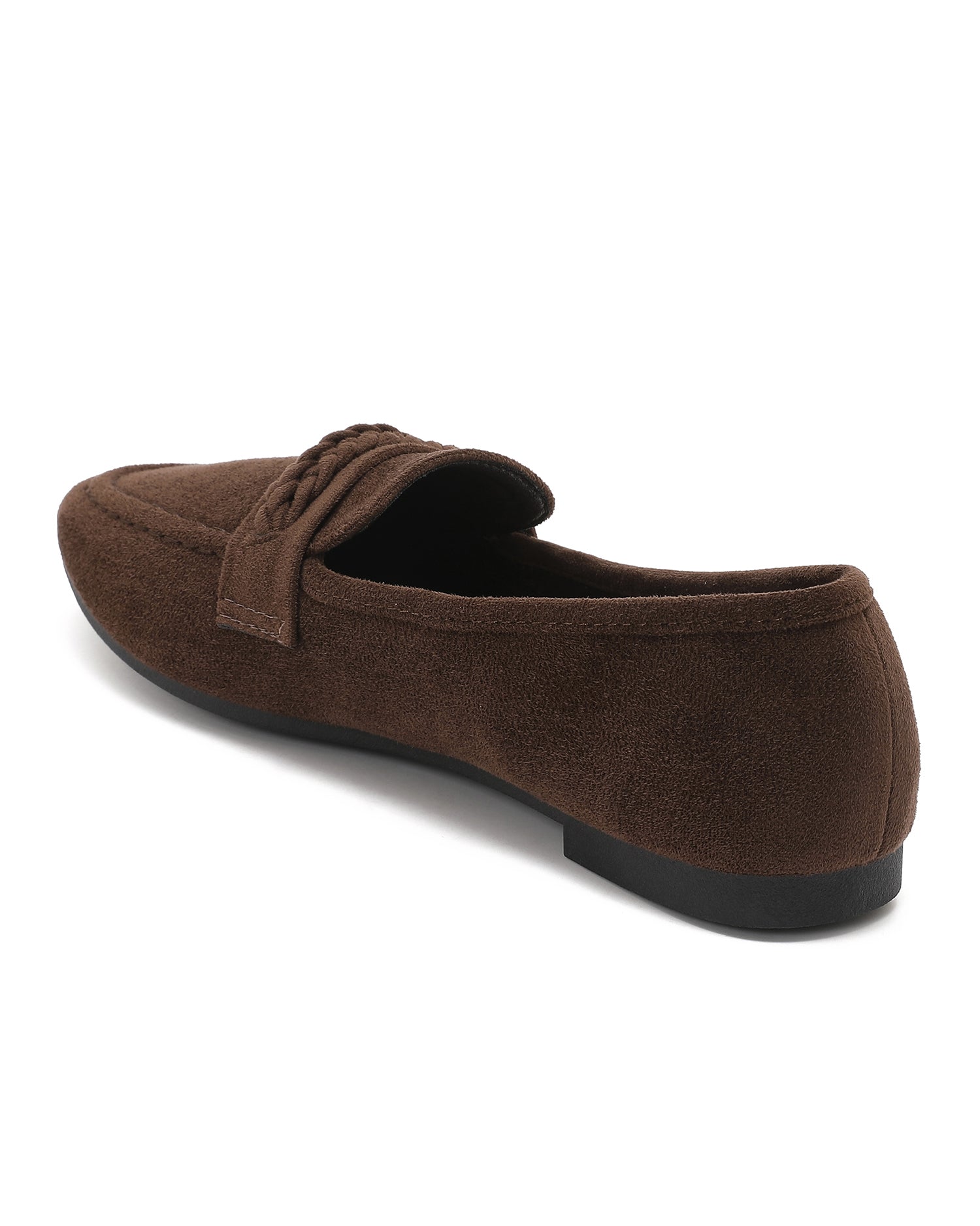 Loafer met vlechtdetail Evi Donkerbruin