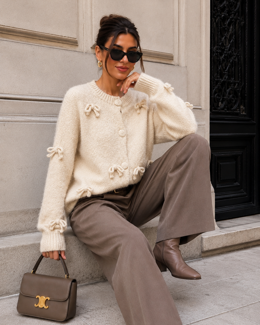 Vest met strikjes Lola Beige