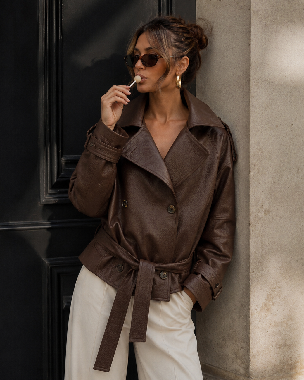 Leatherlook jacket Dory Bruin