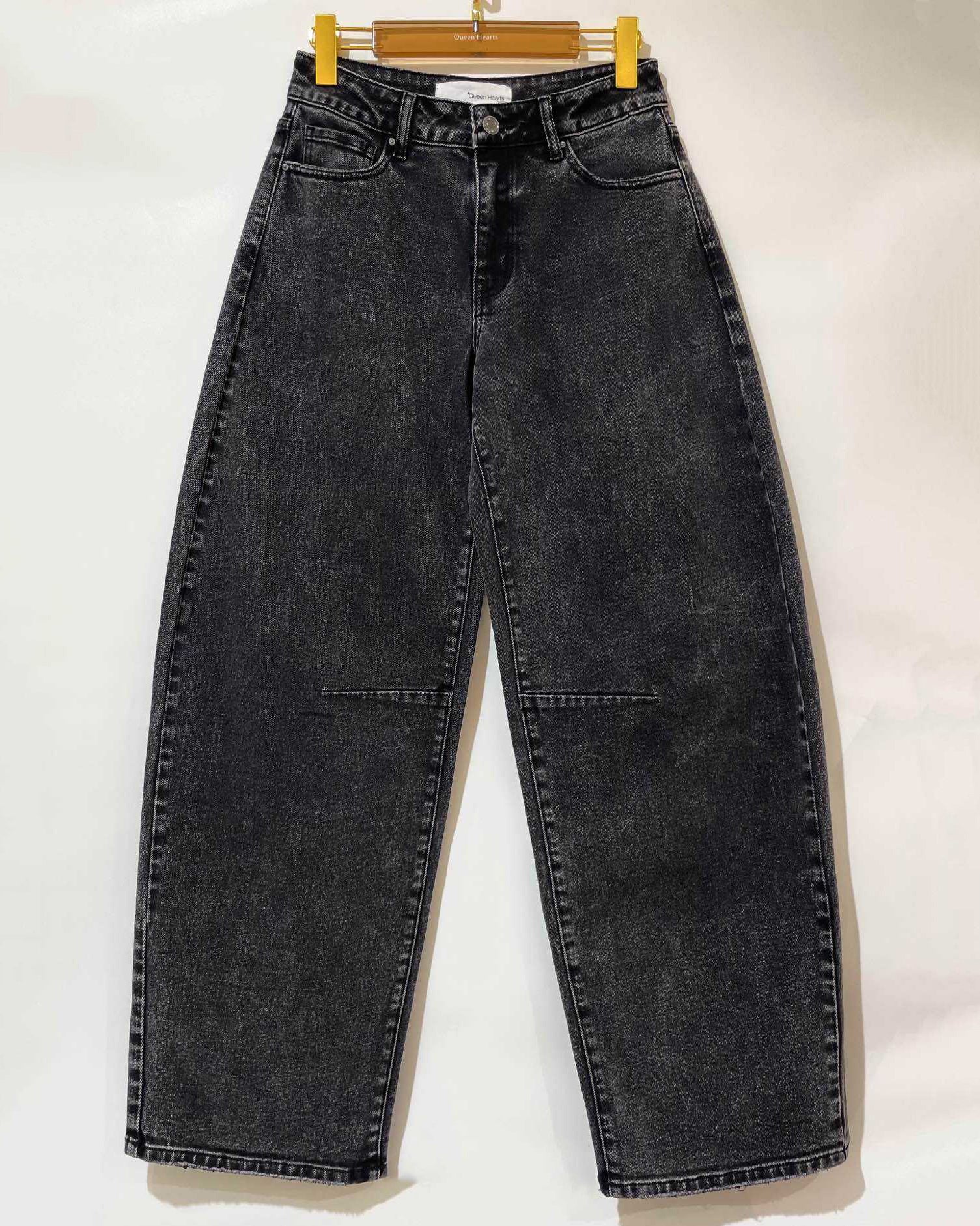 Queen Hearts | Barrel jeans Kyra-6 Zwart