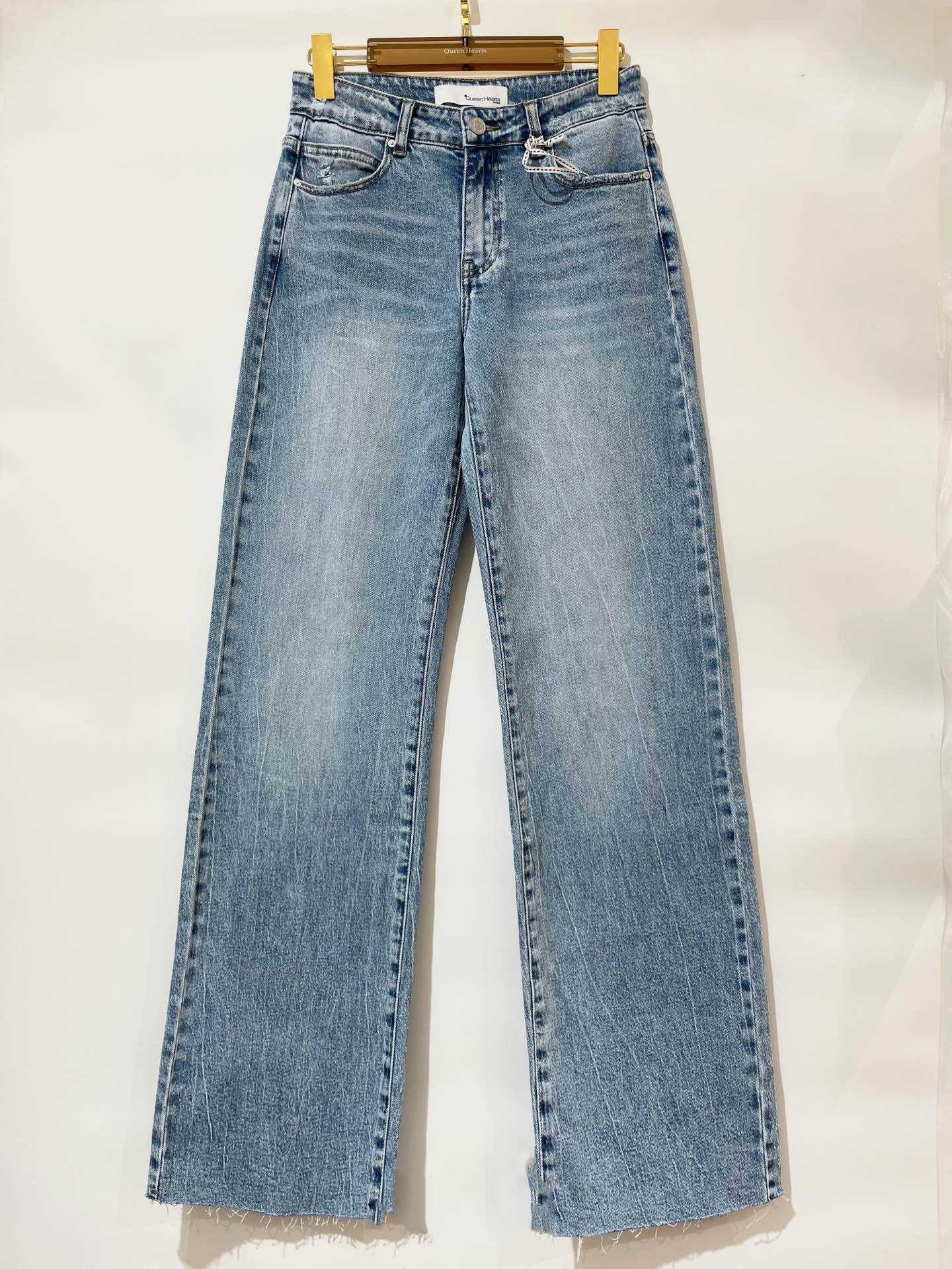 Queen Hearts | Wide leg jeans TALL Misty-1 Blauw